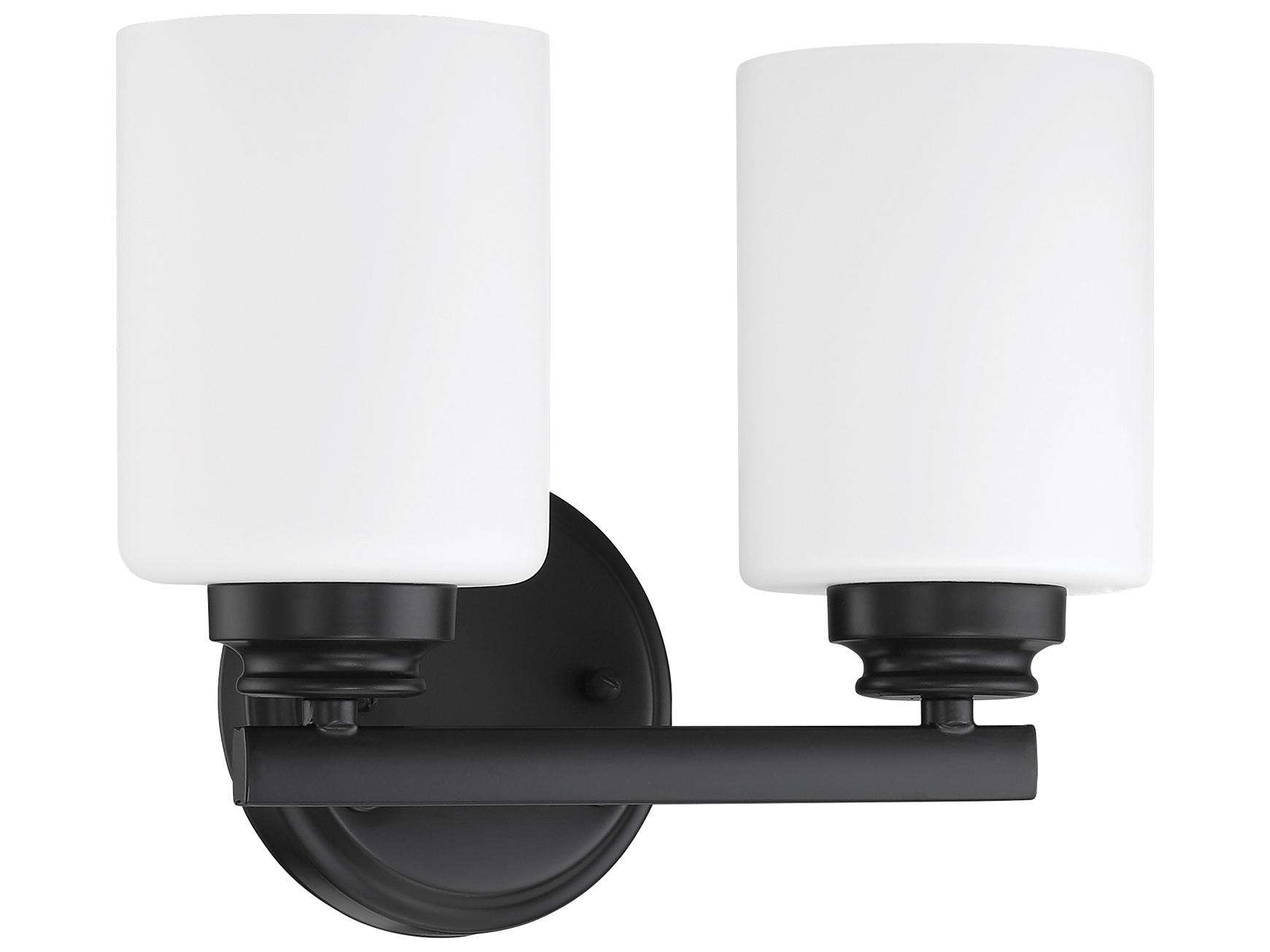 Craftmade Bolden 2-Light Flat Black Glass Vanity Light