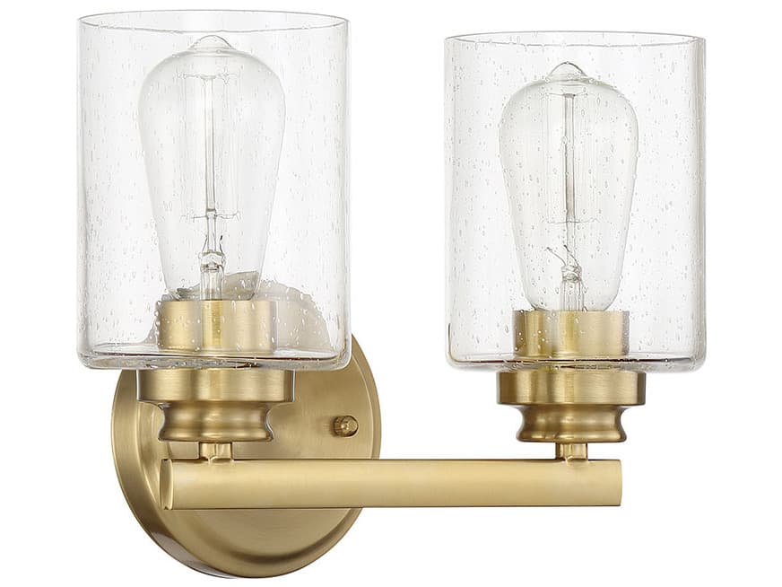 Craftmade Bolden 2-Light Satin Brass Glass Vanity Light