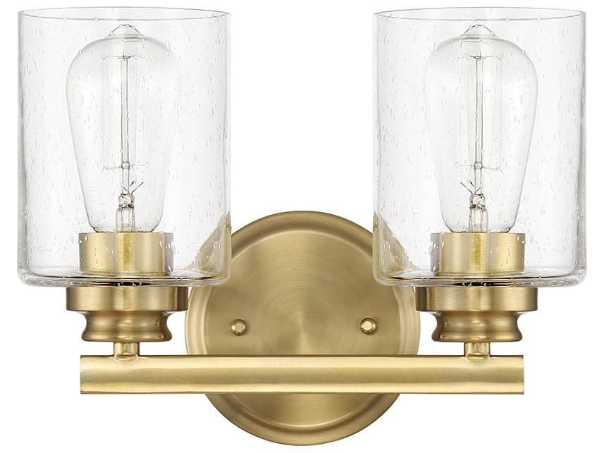 Craftmade Bolden 2-Light Satin Brass Glass Vanity Light
