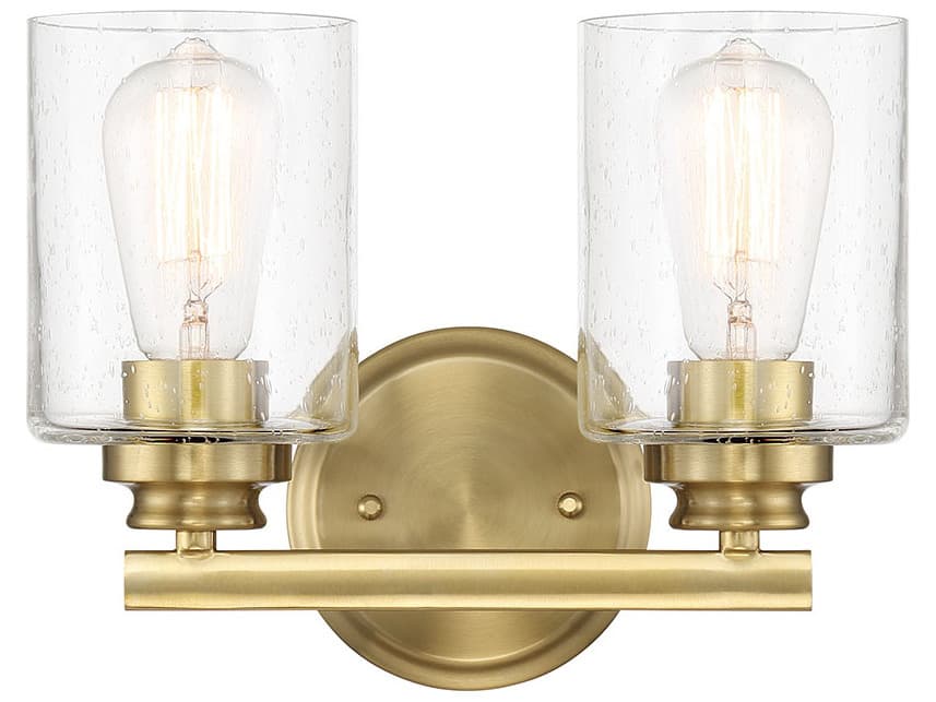 Craftmade Bolden 2-Light Satin Brass Glass Vanity Light