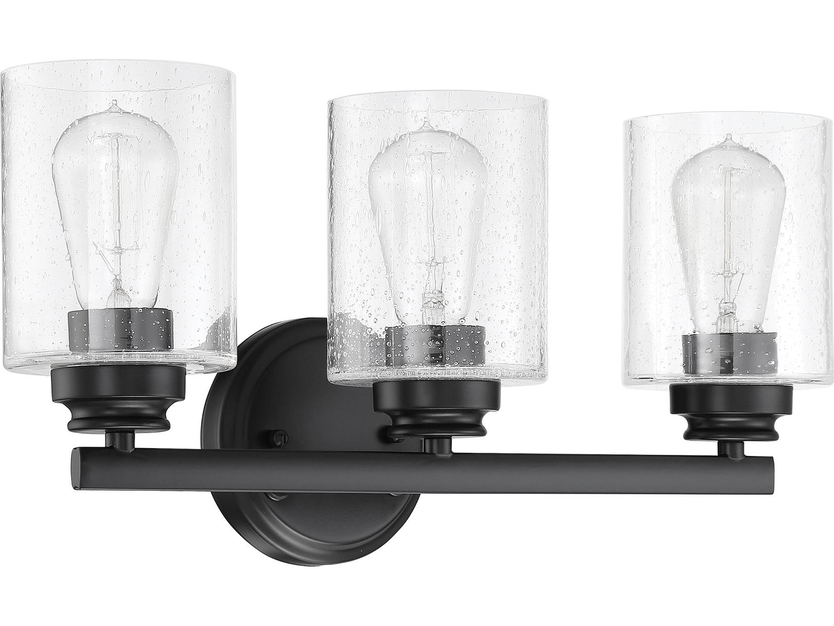 Craftmade Bolden 3-Light Flat Black Glass Vanity Light