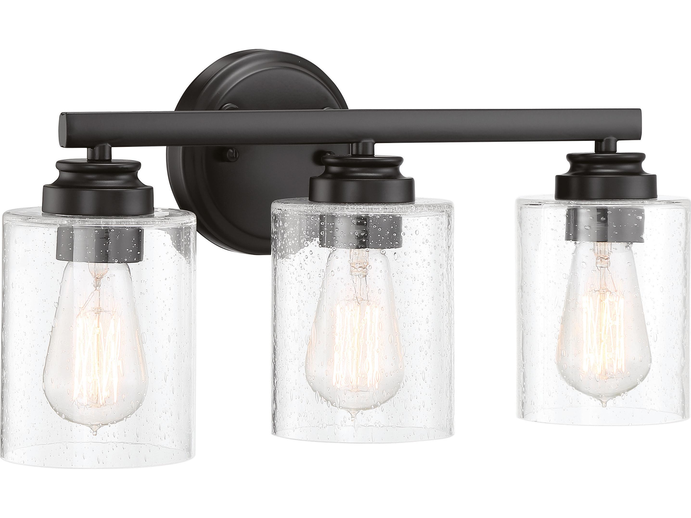 Craftmade Bolden 3-Light Flat Black Glass Vanity Light