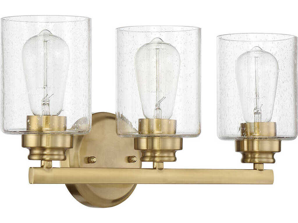 Craftmade Bolden 3-Light Satin Brass Glass Vanity Light