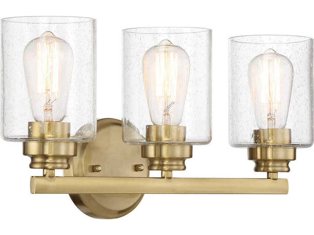 Craftmade Bolden 3-Light Satin Brass Glass Vanity Light
