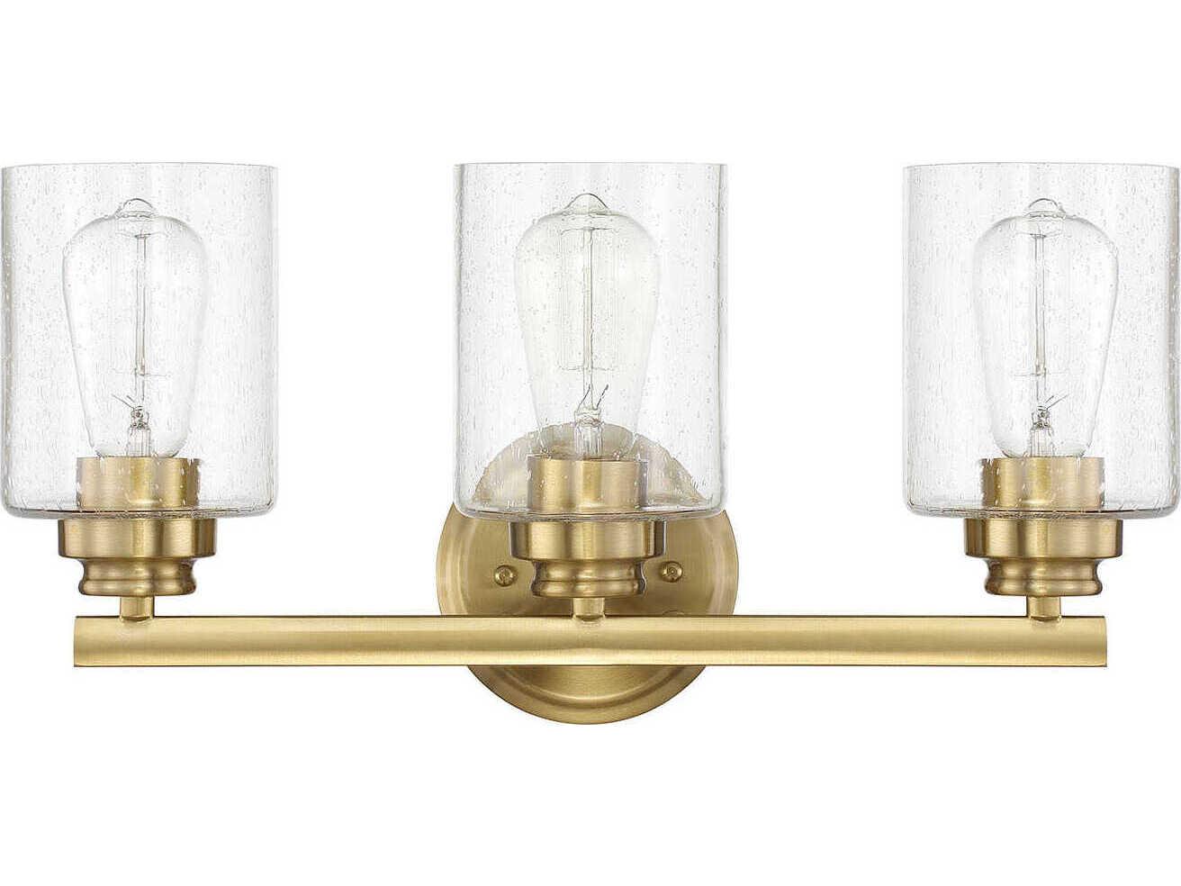 Craftmade Bolden 3-Light Satin Brass Glass Vanity Light