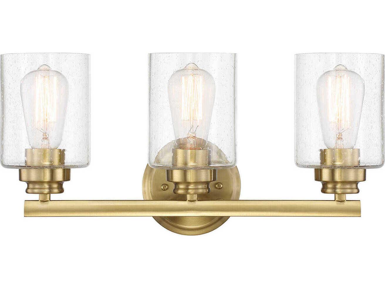 Craftmade Bolden 3-Light Satin Brass Glass Vanity Light