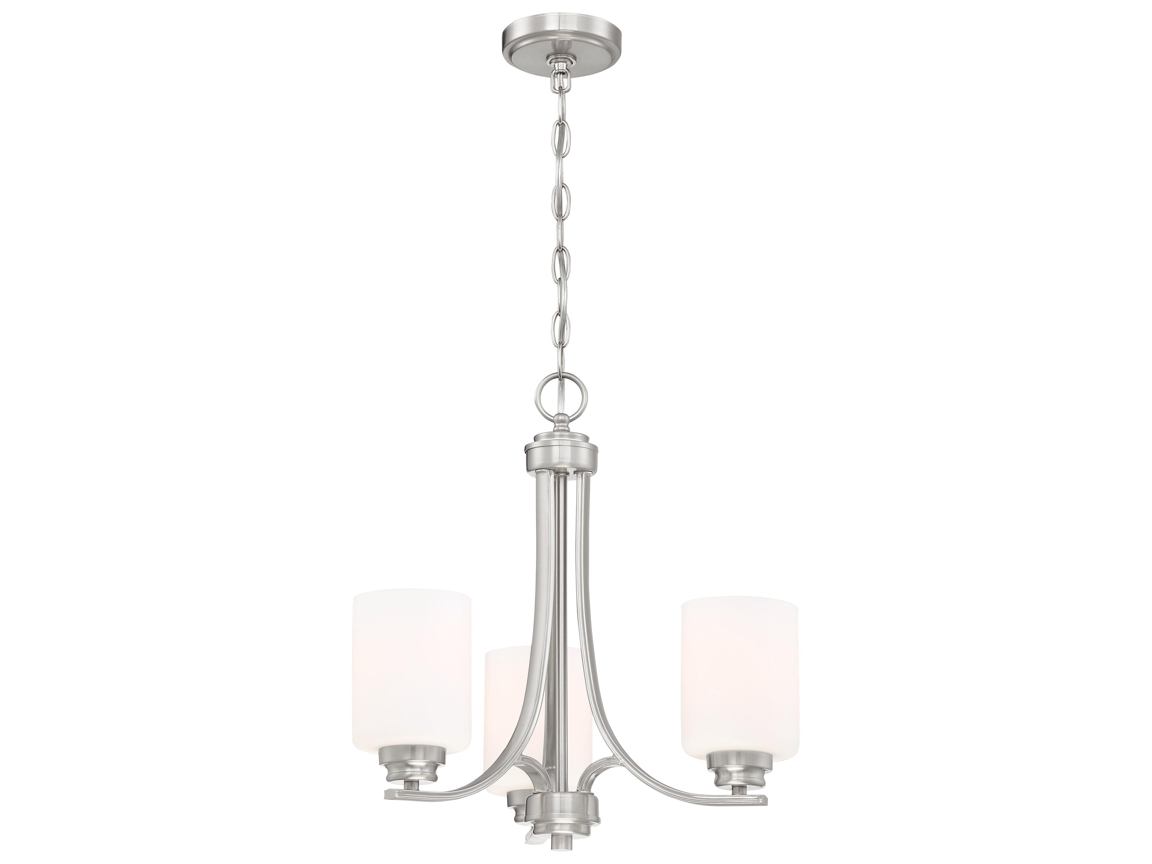 Craftmade Bolden 3-Light Brushed Polished Nickel Glass Cylinder Chandelier