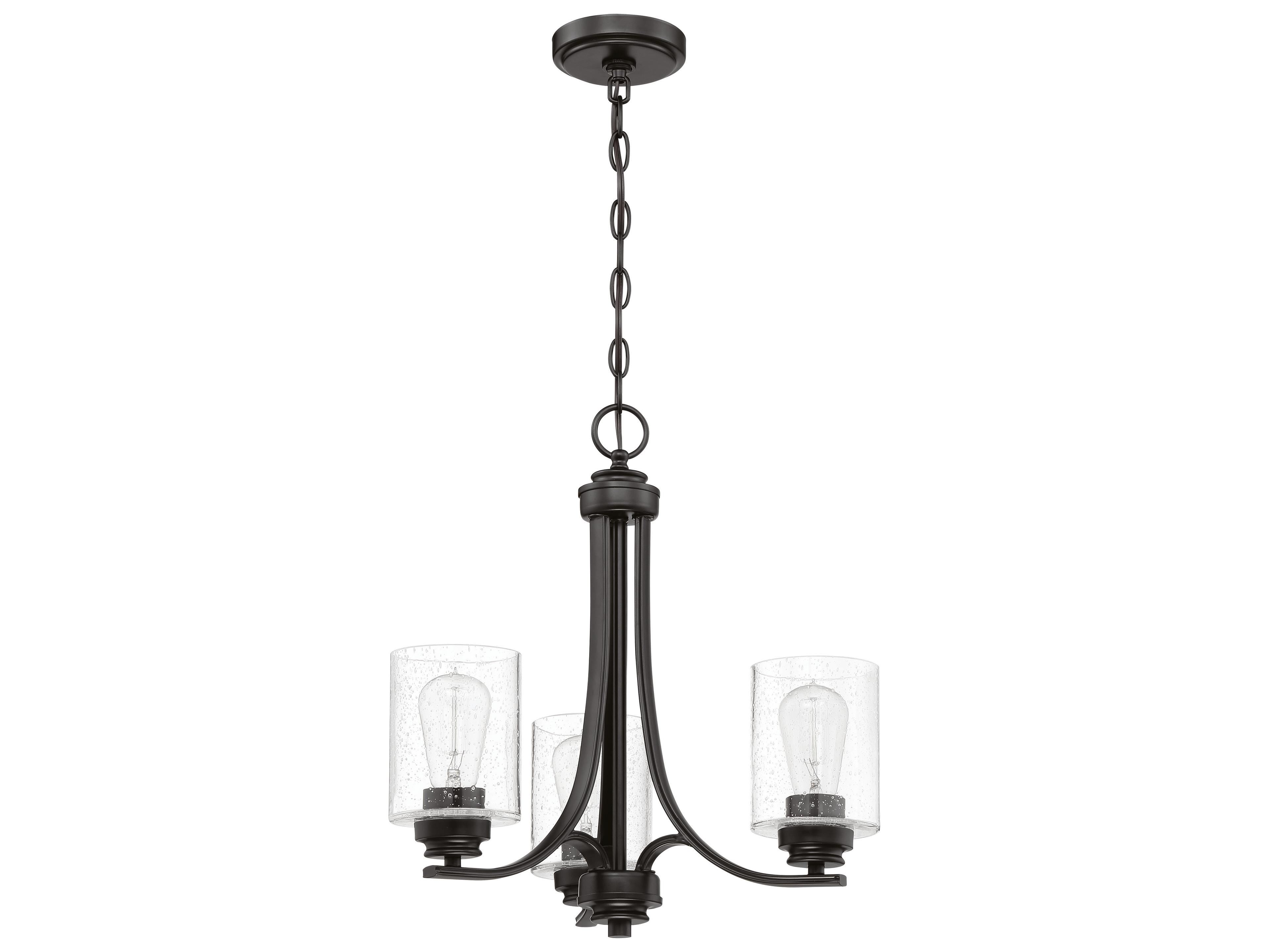 Craftmade Bolden 3-Light Flat Black Glass Cylinder Chandelier