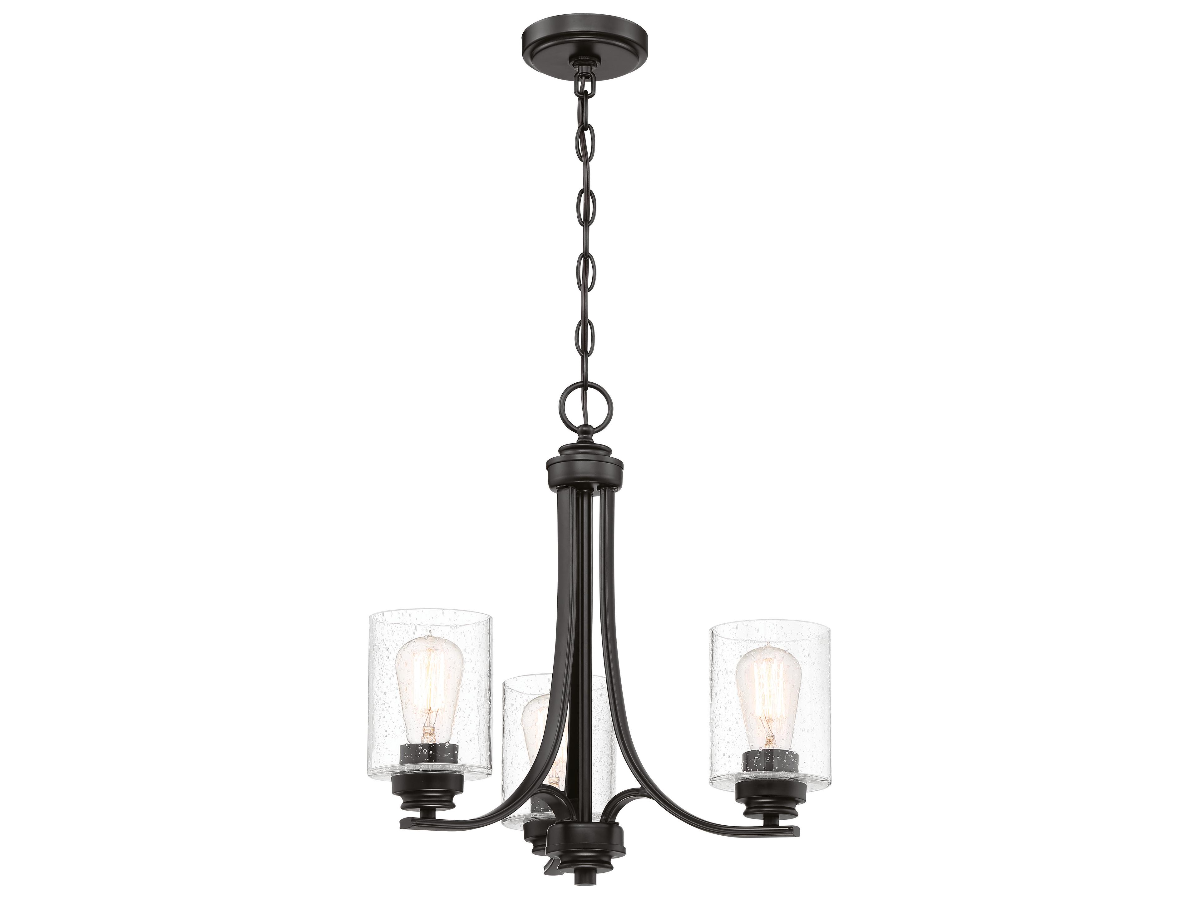 Craftmade Bolden 3-Light Flat Black Glass Cylinder Chandelier