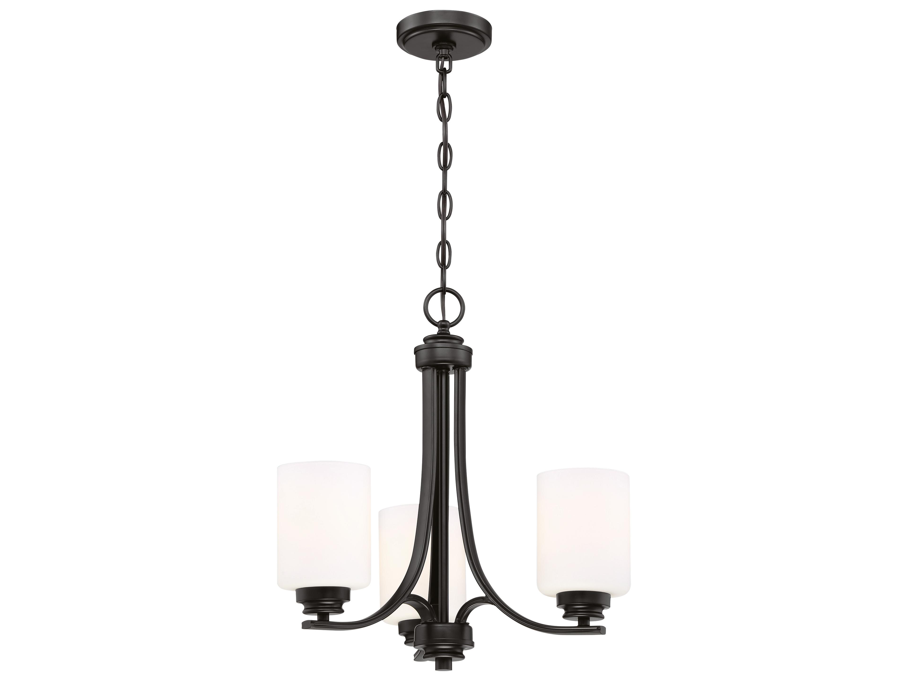 Craftmade Bolden 3-Light Flat Black Glass Cylinder Chandelier