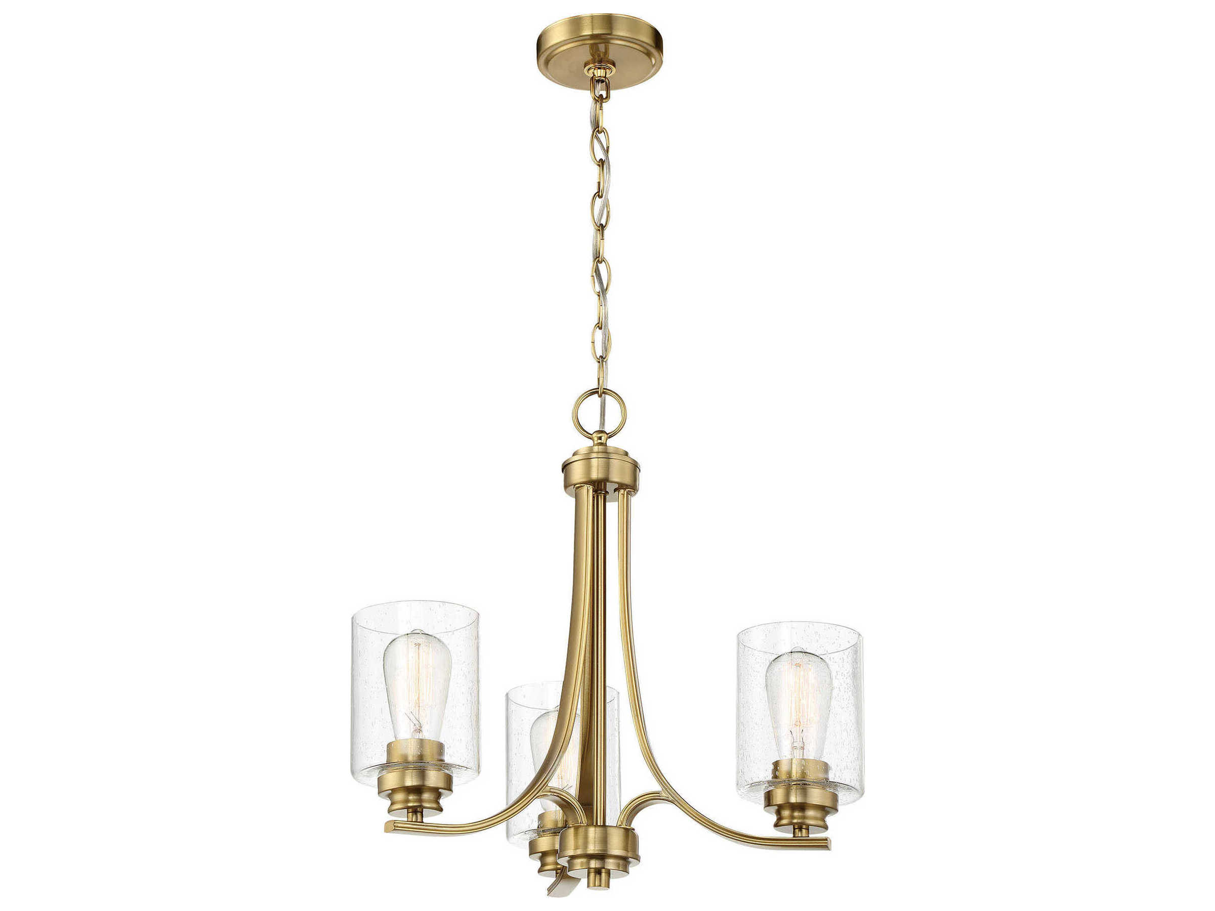Craftmade Bolden 3-Light Satin Brass Glass Cylinder Chandelier