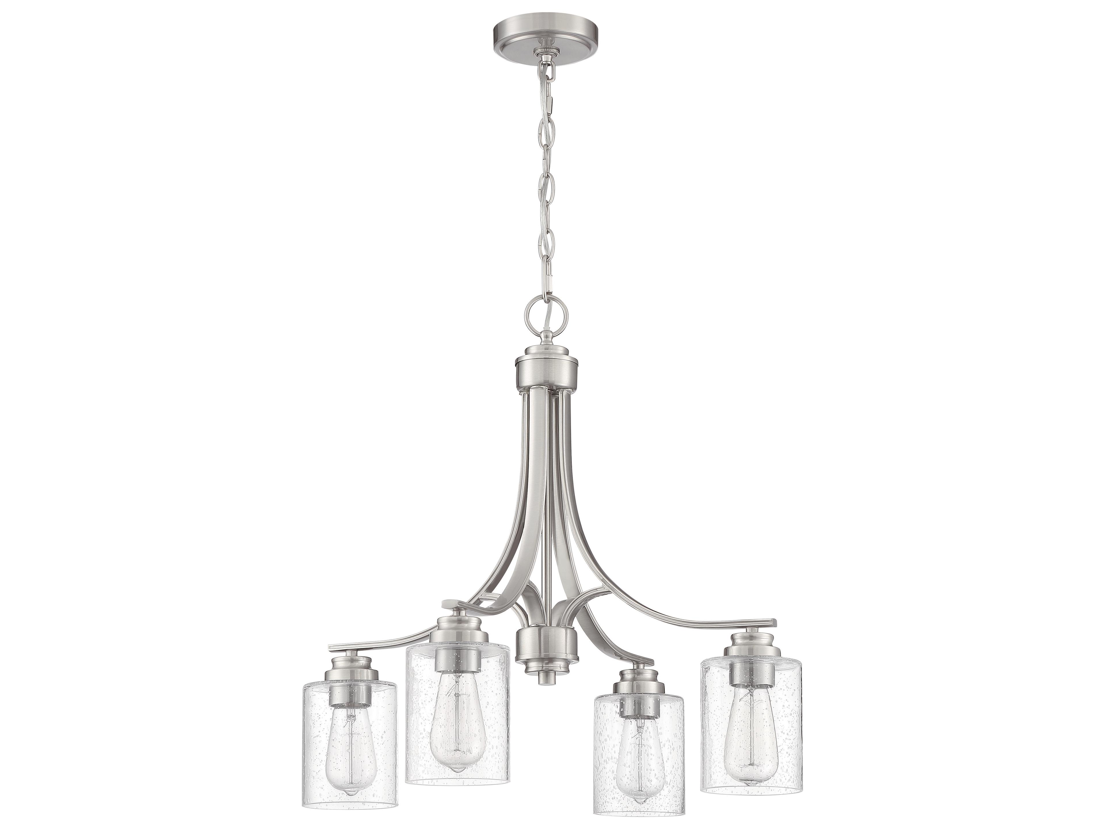 Craftmade Bolden 4-Light Brushed Polished Nickel Glass Cylinder Chandelier