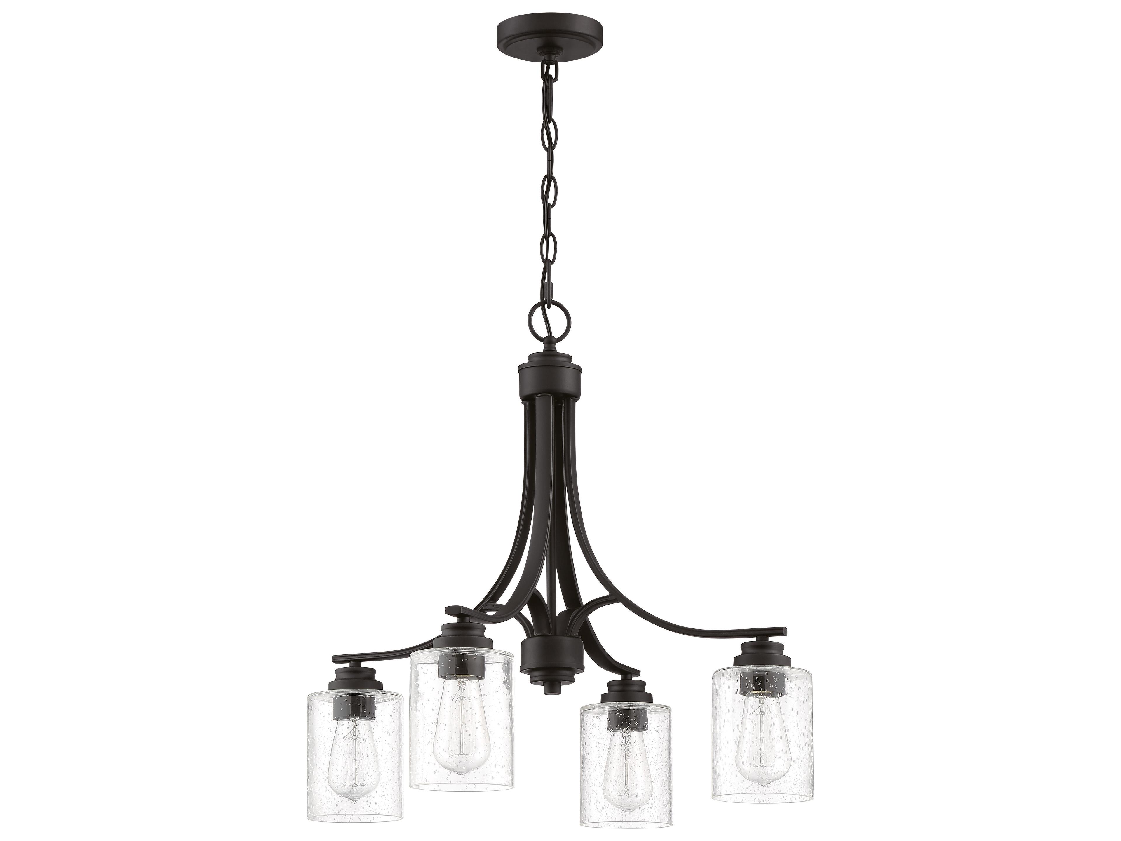 Craftmade Bolden 4-Light Flat Black Glass Cylinder Chandelier