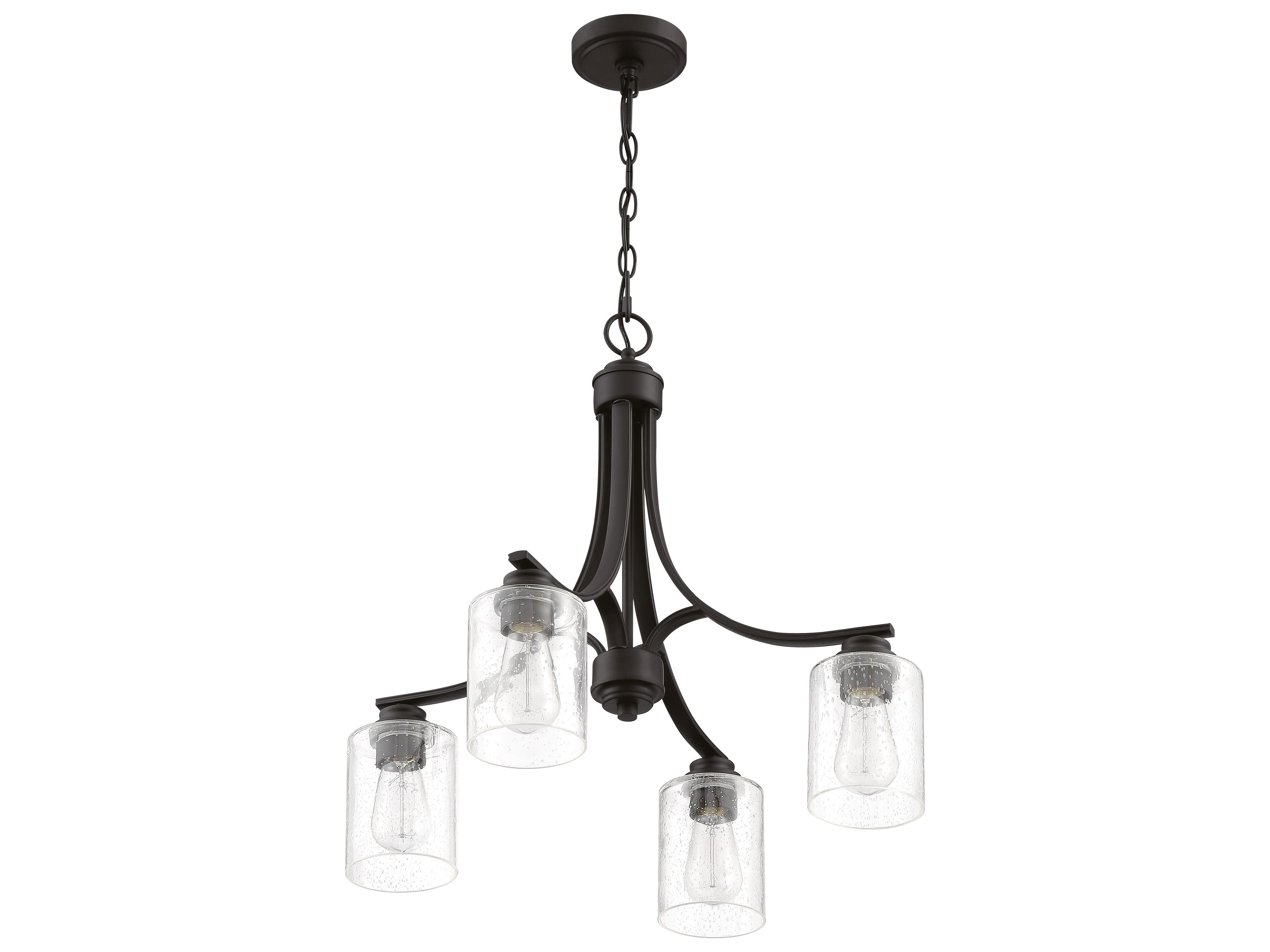 Craftmade Bolden 4-Light Flat Black Glass Cylinder Chandelier
