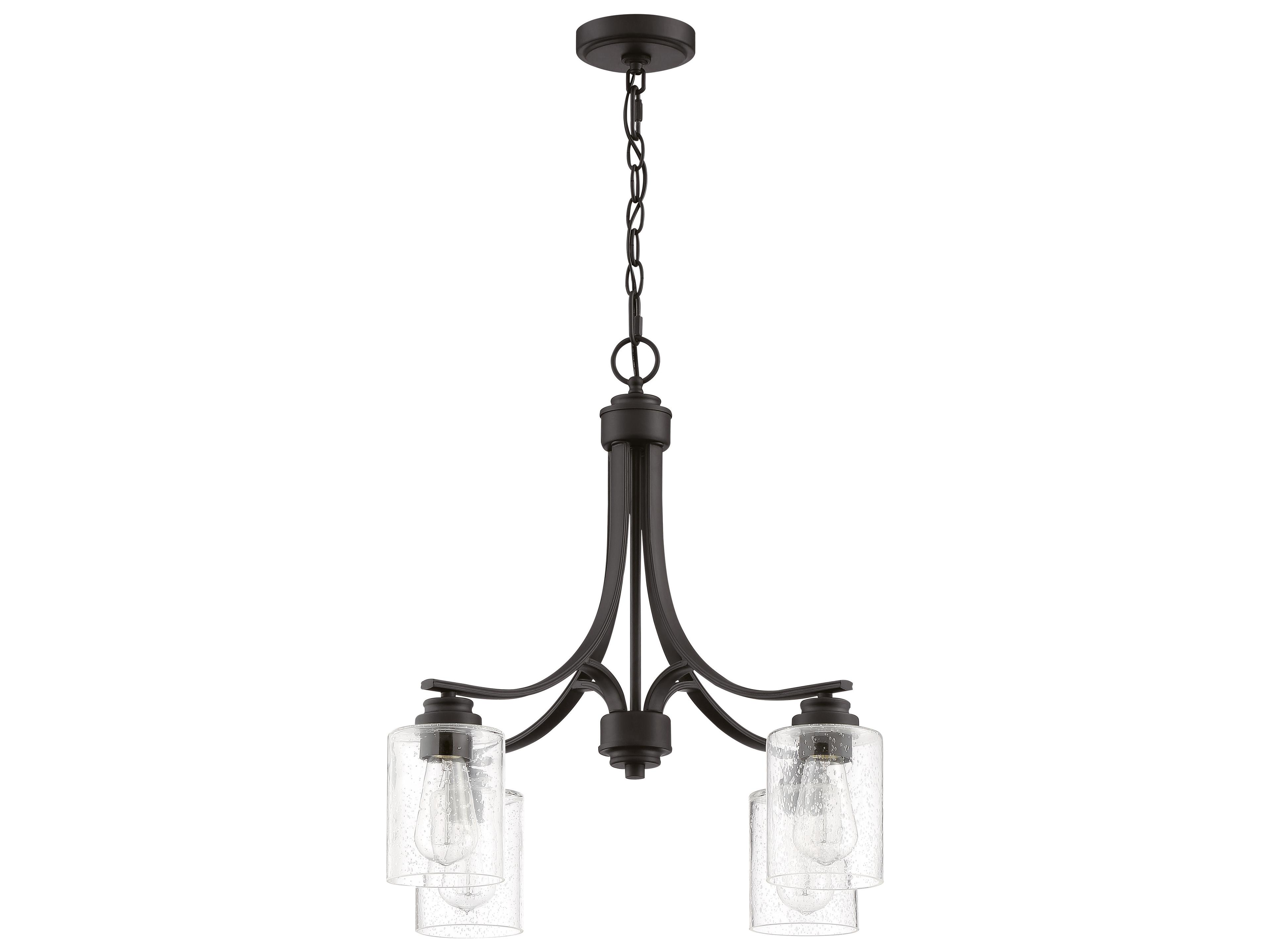 Craftmade Bolden 4-Light Flat Black Glass Cylinder Chandelier
