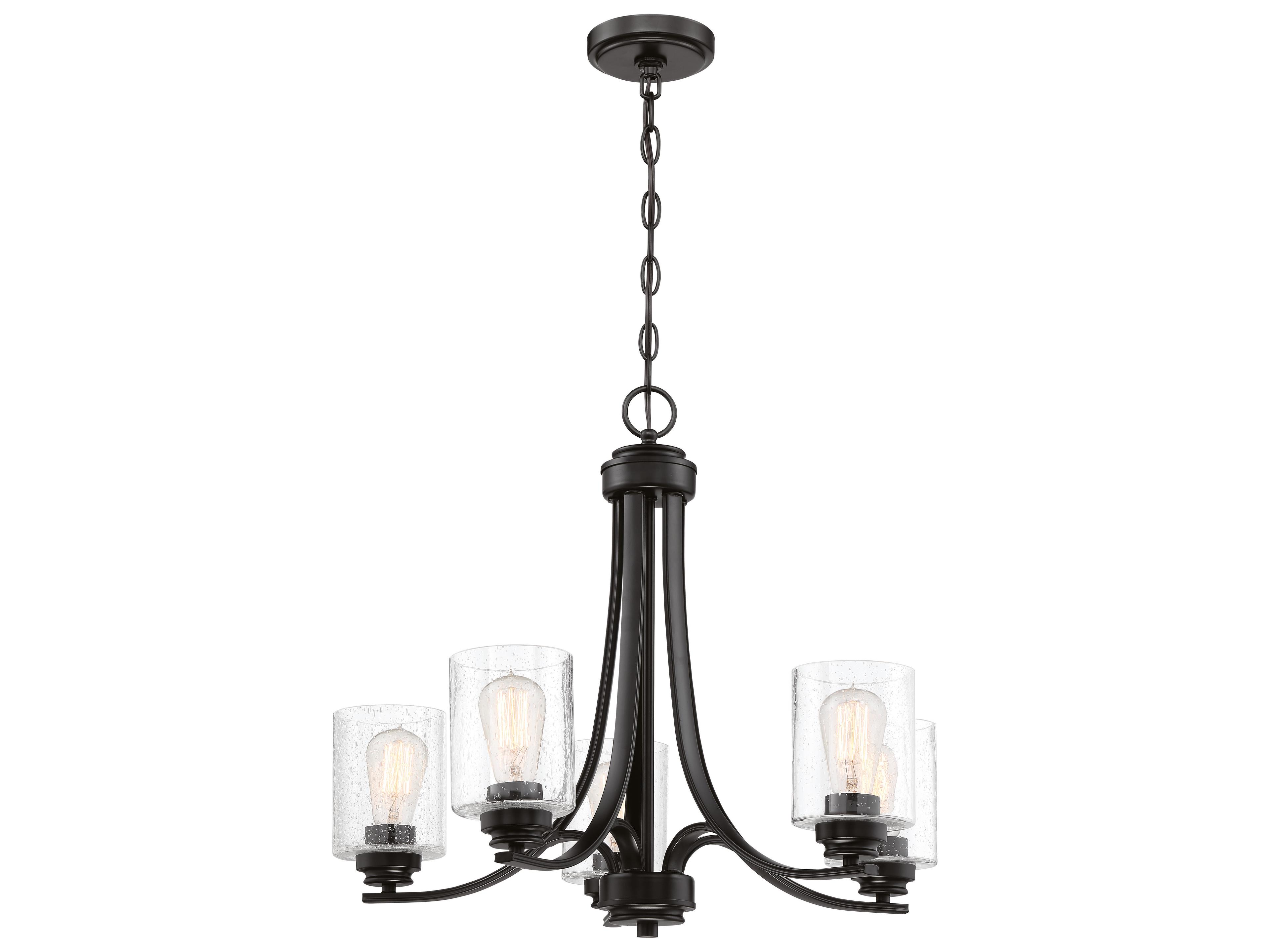 Craftmade Bolden 5-Light Flat Black Glass Cylinder Chandelier