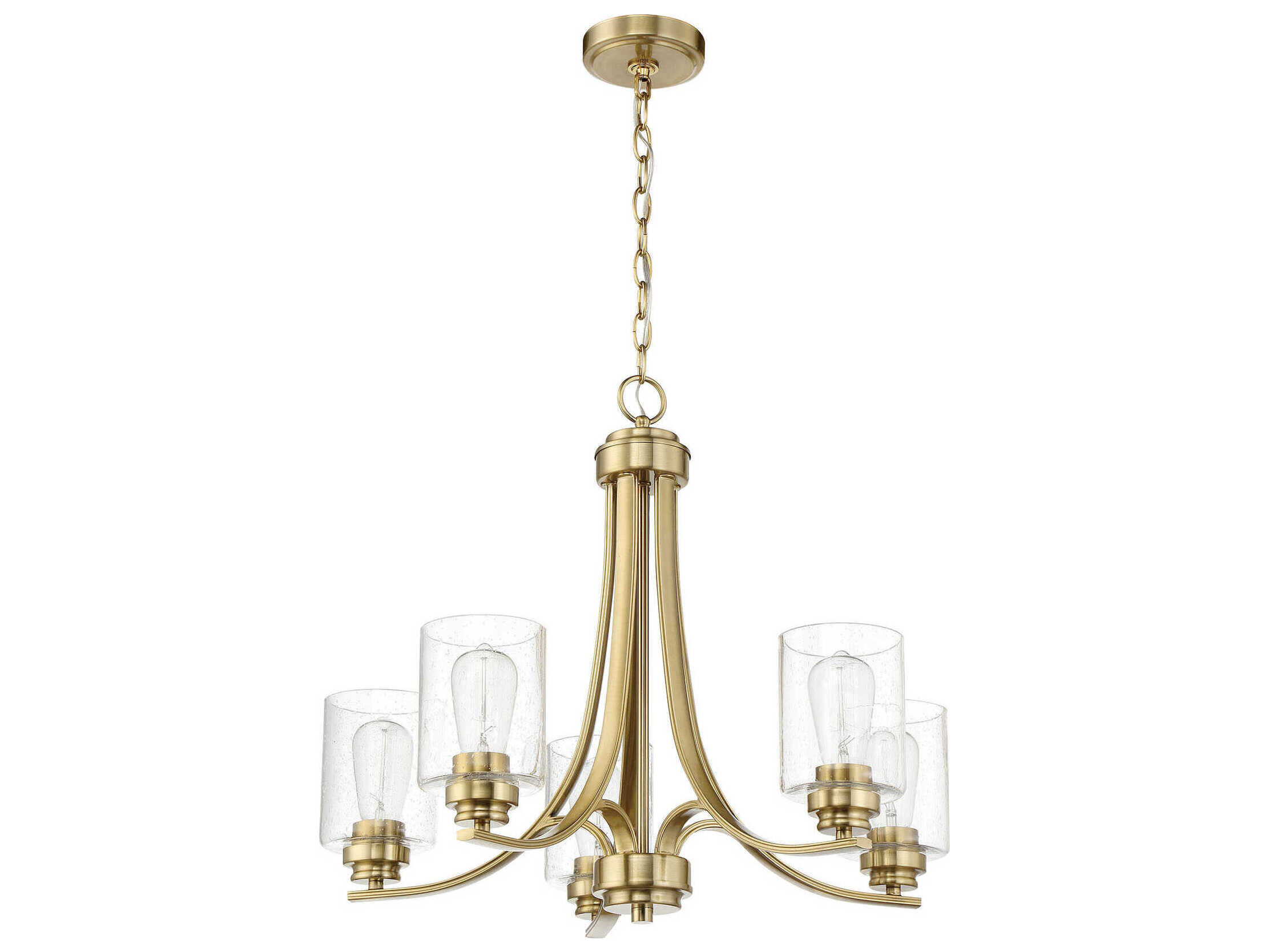 Craftmade Bolden 5-Light Satin Brass Glass Cylinder Chandelier