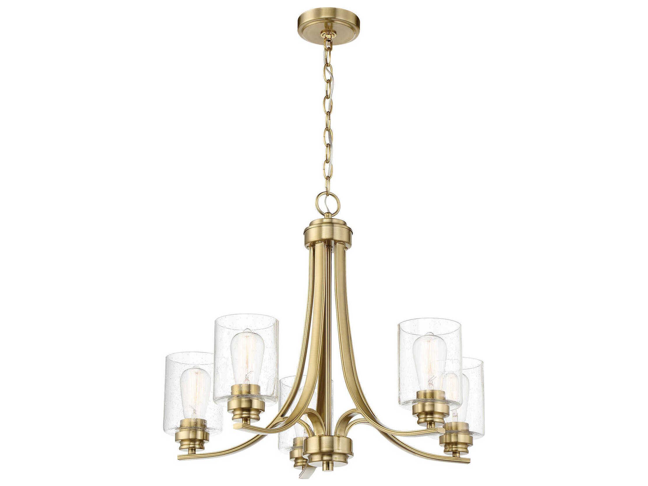 Craftmade Bolden 5-Light Satin Brass Glass Cylinder Chandelier