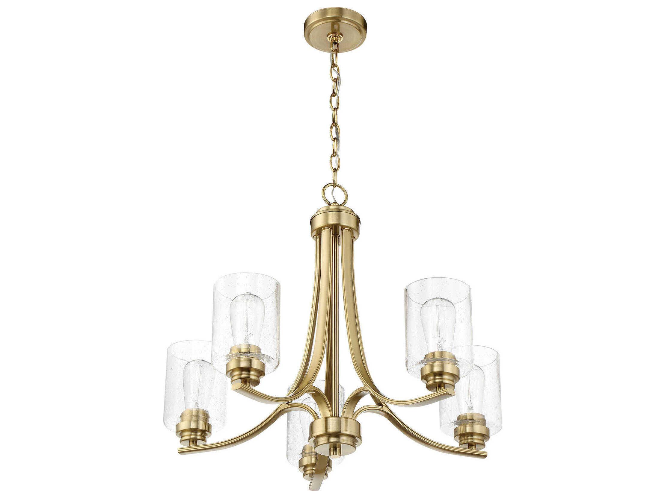 Craftmade Bolden 5-Light Satin Brass Glass Cylinder Chandelier