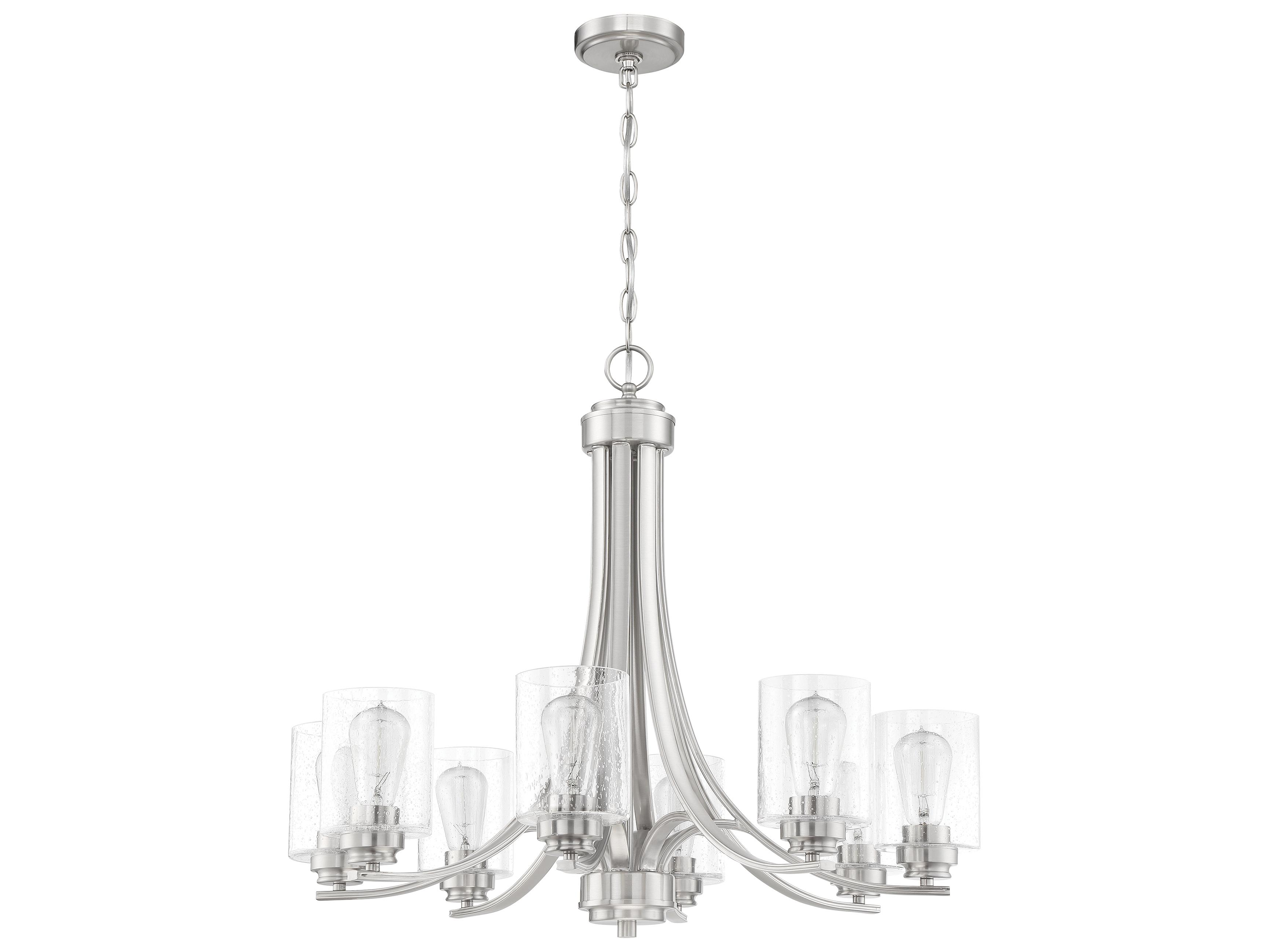 Craftmade Bolden 8-Light Brushed Polished Nickel Glass Cylinder Chandelier