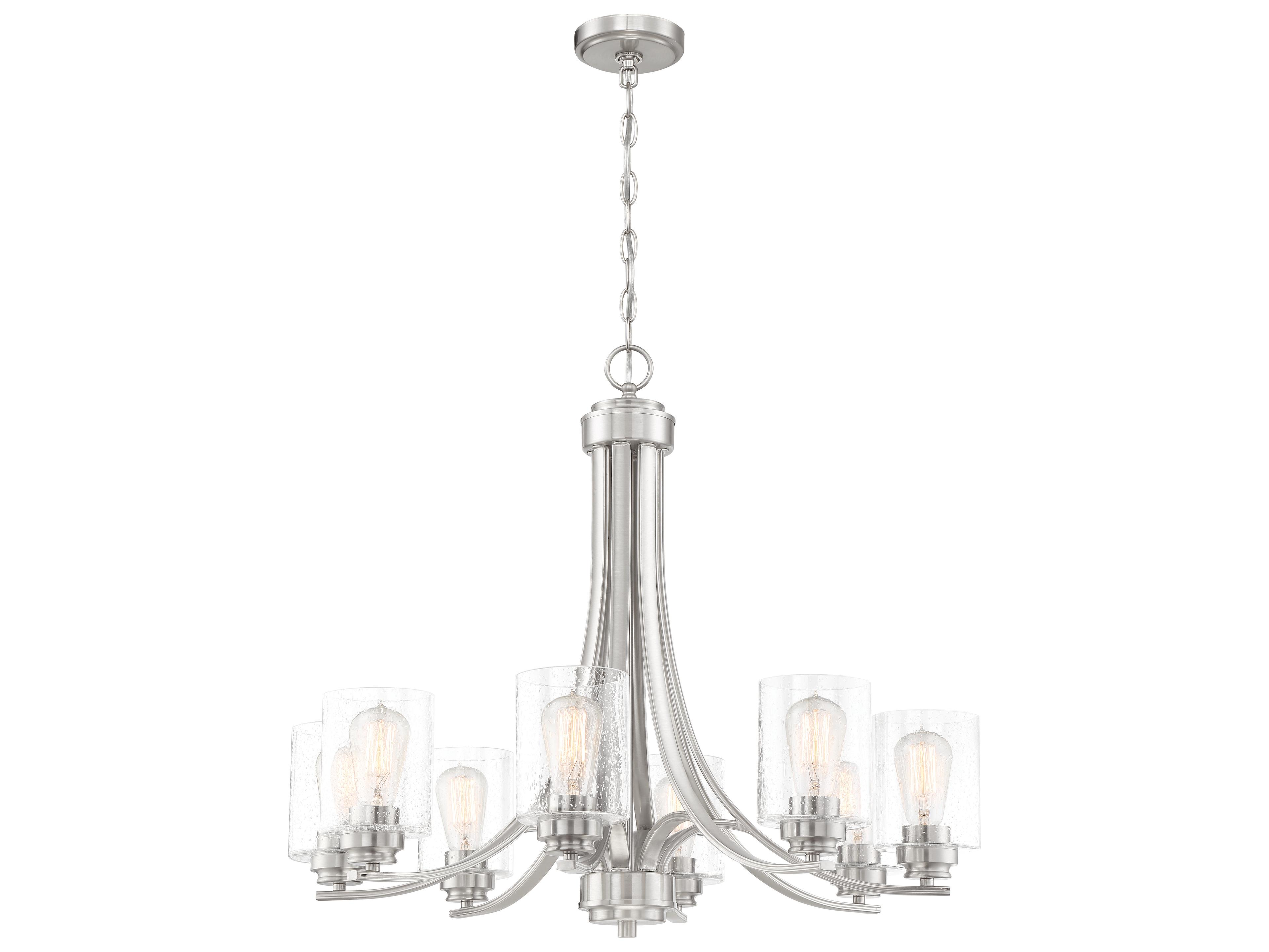 Craftmade Bolden 8-Light Brushed Polished Nickel Glass Cylinder Chandelier