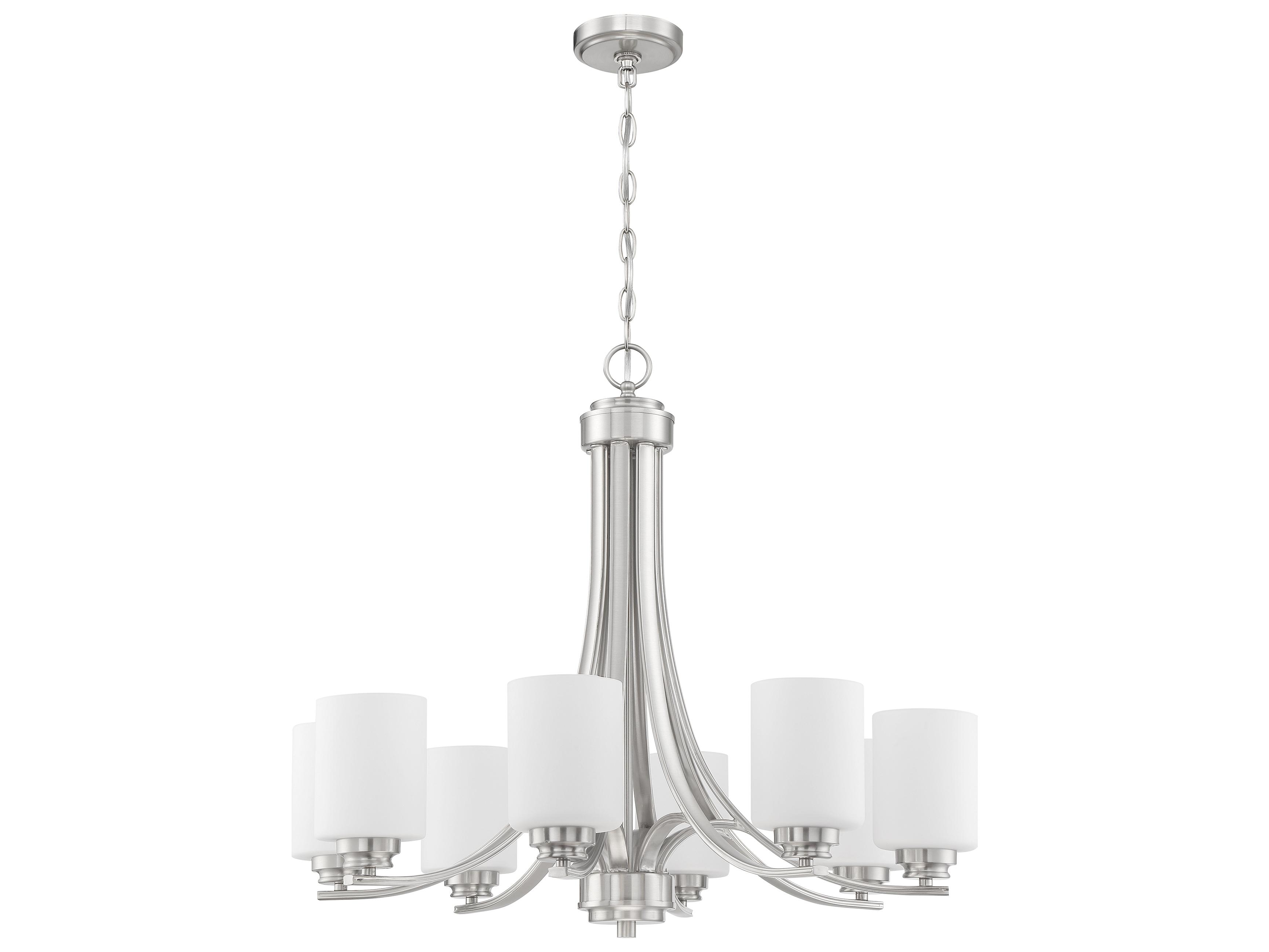 Craftmade Bolden 8-Light Brushed Polished Nickel Glass Cylinder Chandelier