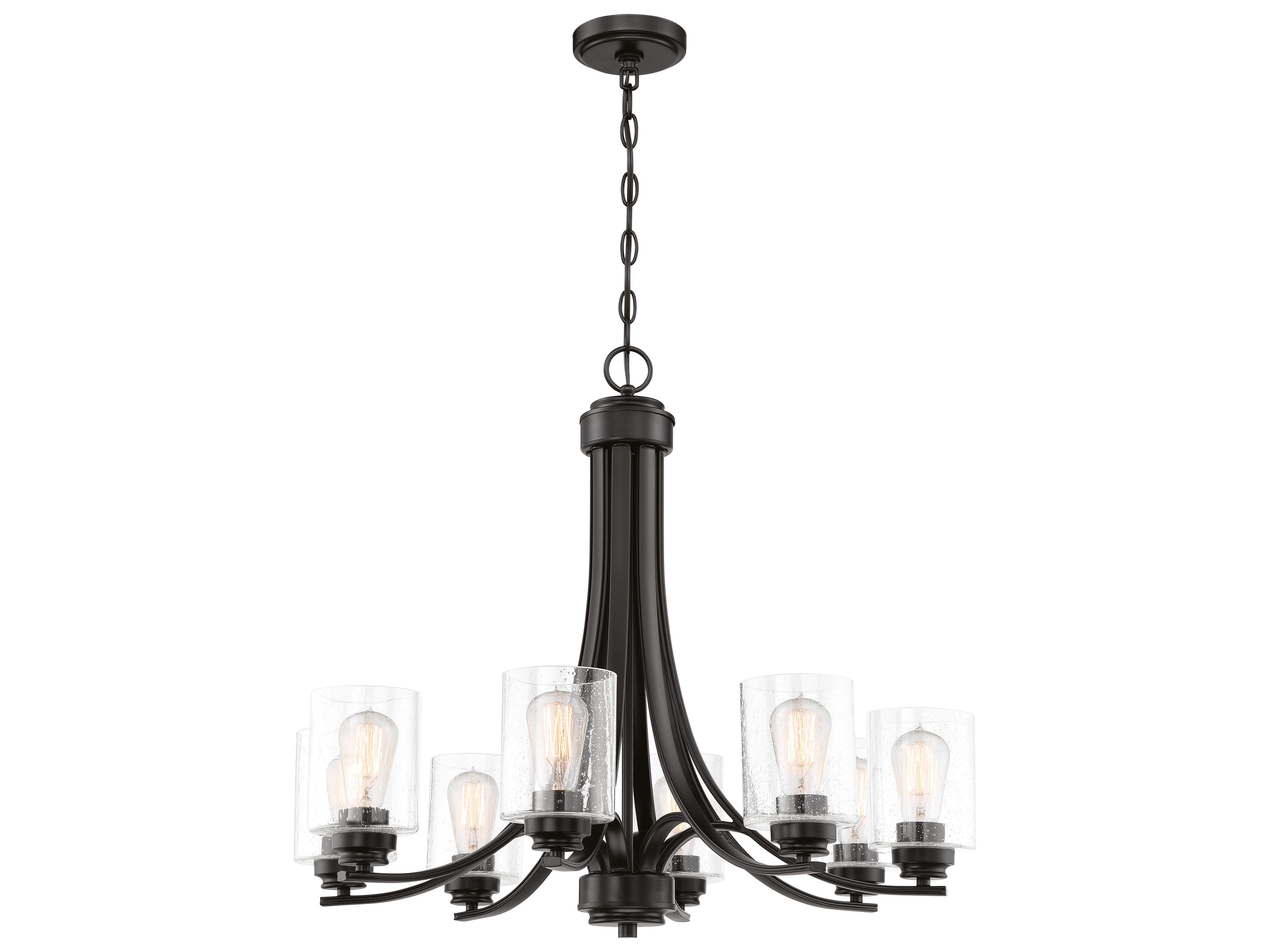Craftmade Bolden 8-Light Flat Black Glass Cylinder Chandelier