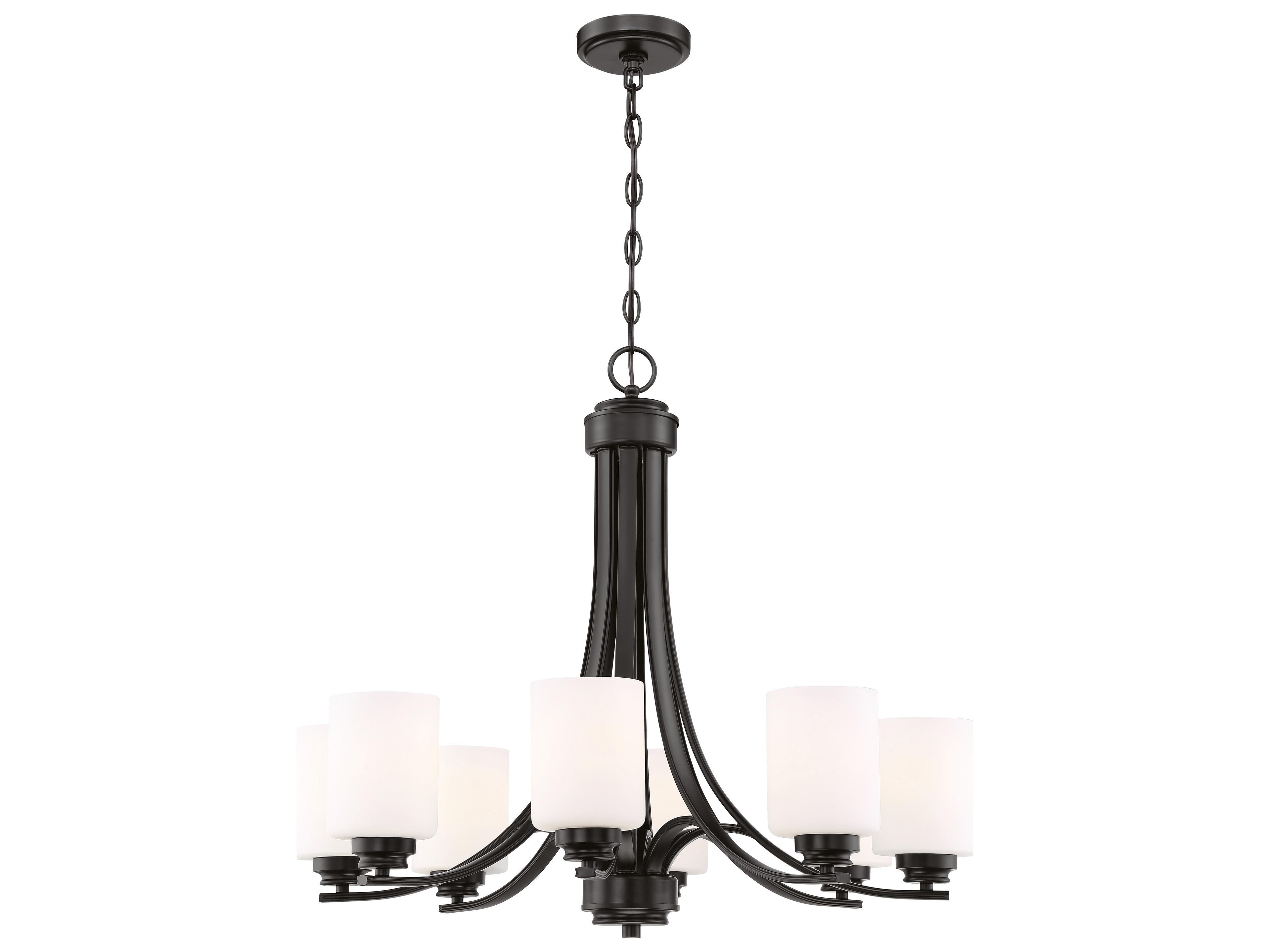 Craftmade Bolden 8-Light Flat Black Glass Cylinder Chandelier