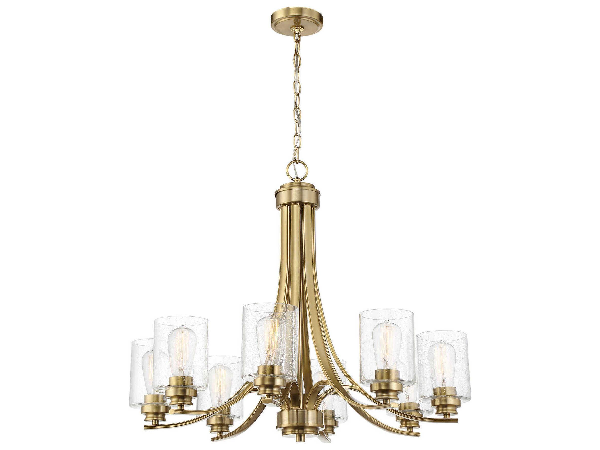 Craftmade Bolden 8-Light Satin Brass Glass Cylinder Chandelier