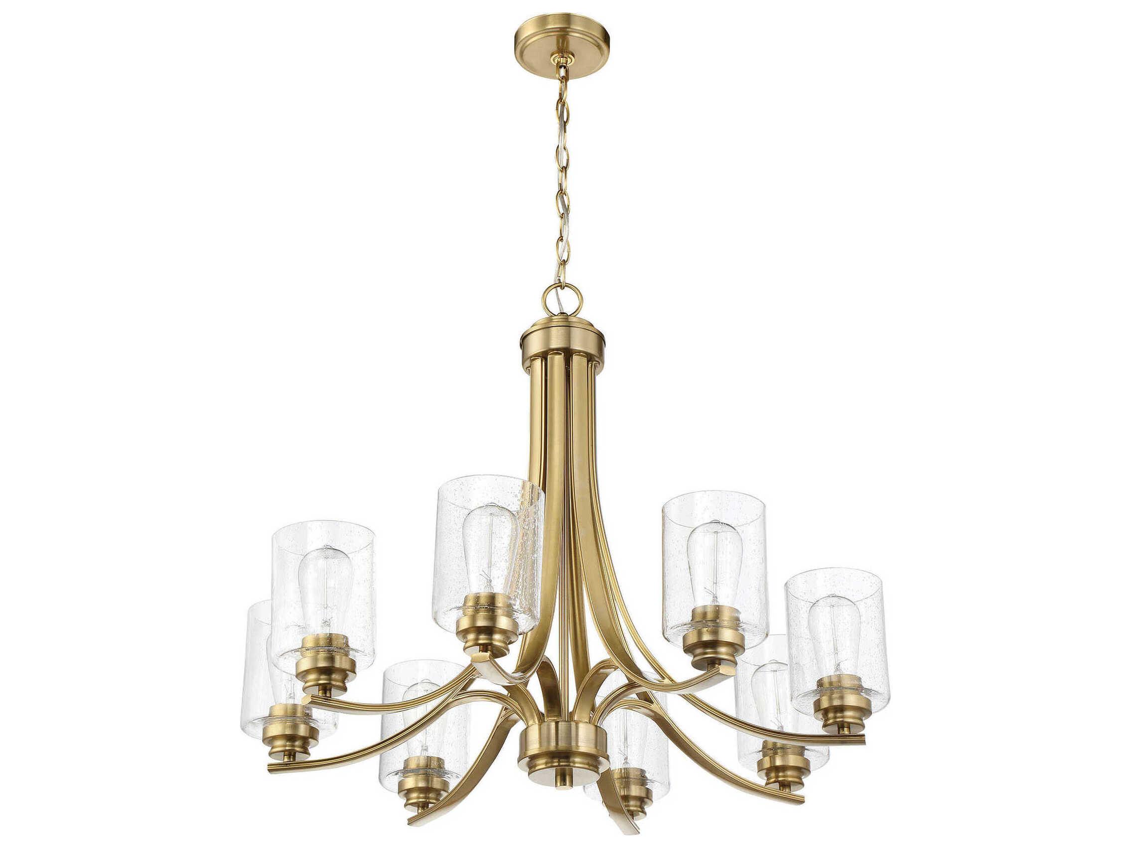 Craftmade Bolden 8-Light Satin Brass Glass Cylinder Chandelier