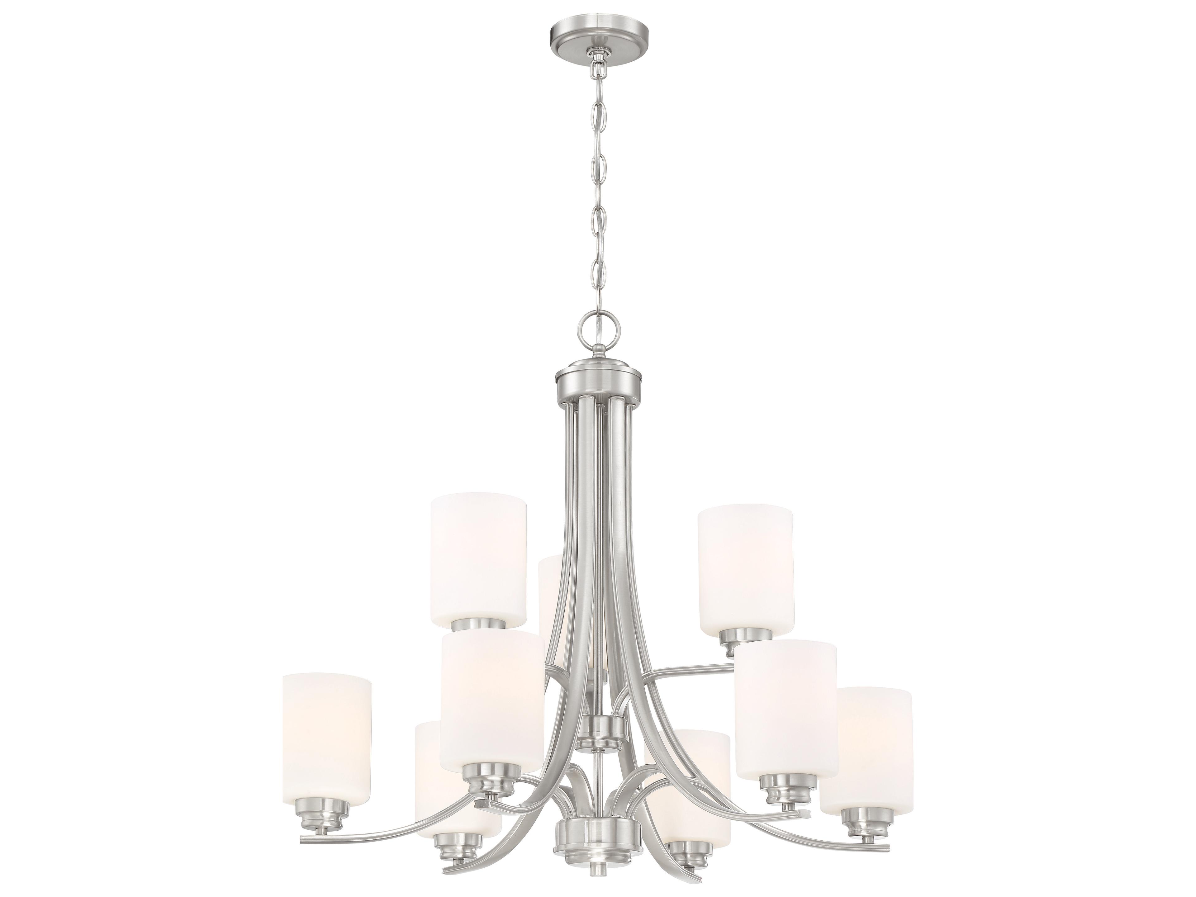Craftmade Bolden 9-Light Brushed Polished Nickel Glass Cylinder Tiered Chandelier