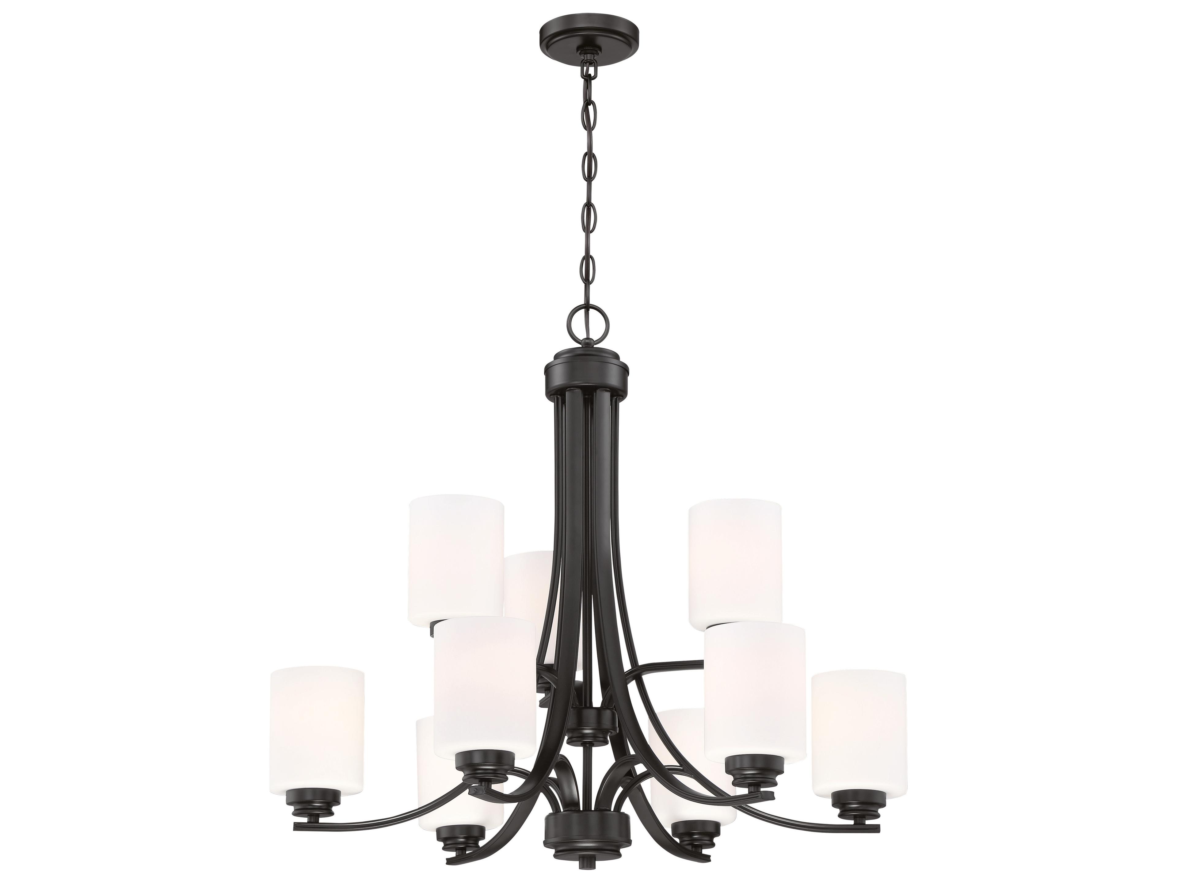 Craftmade Bolden 9-Light Flat Black Glass Cylinder Tiered Chandelier
