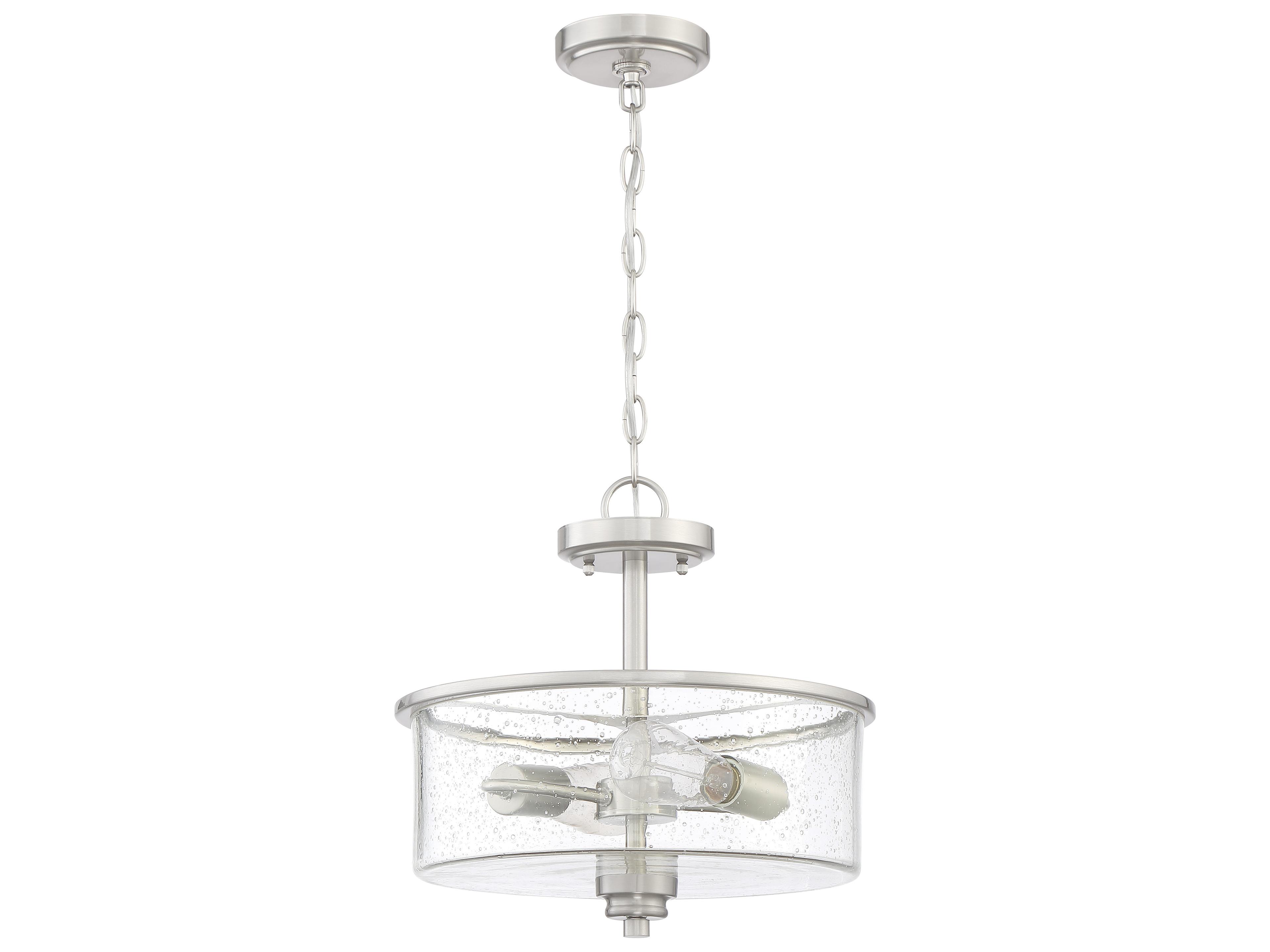 Craftmade Bolden 2-Light Brushed Polished Nickel Glass Drum Pendant