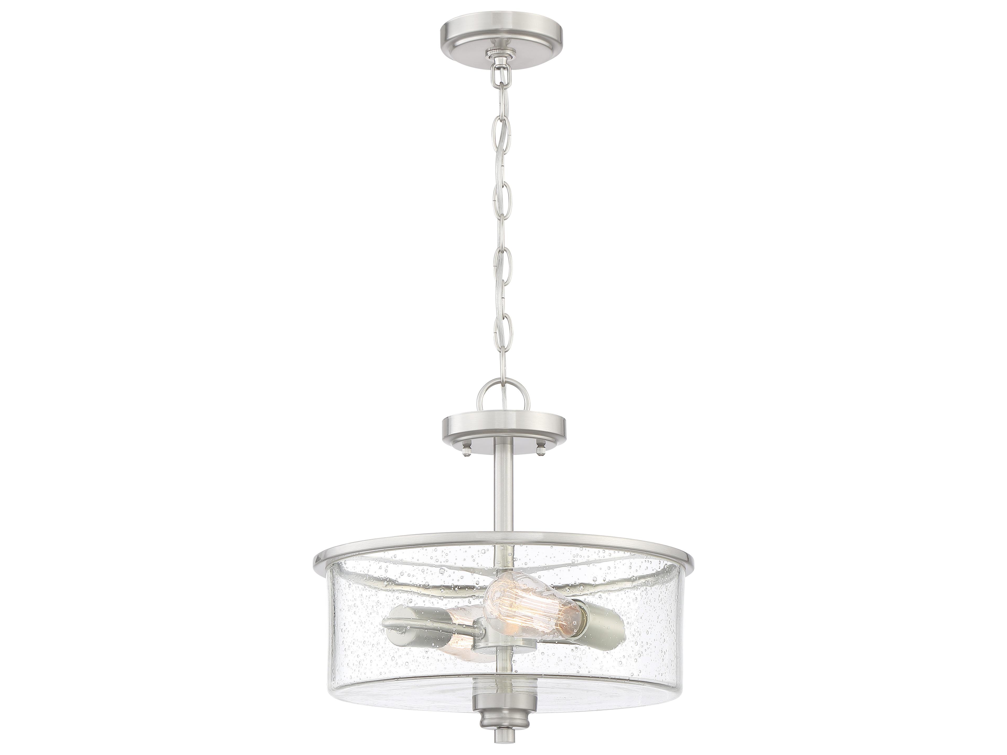 Craftmade Bolden 2-Light Brushed Polished Nickel Glass Drum Pendant