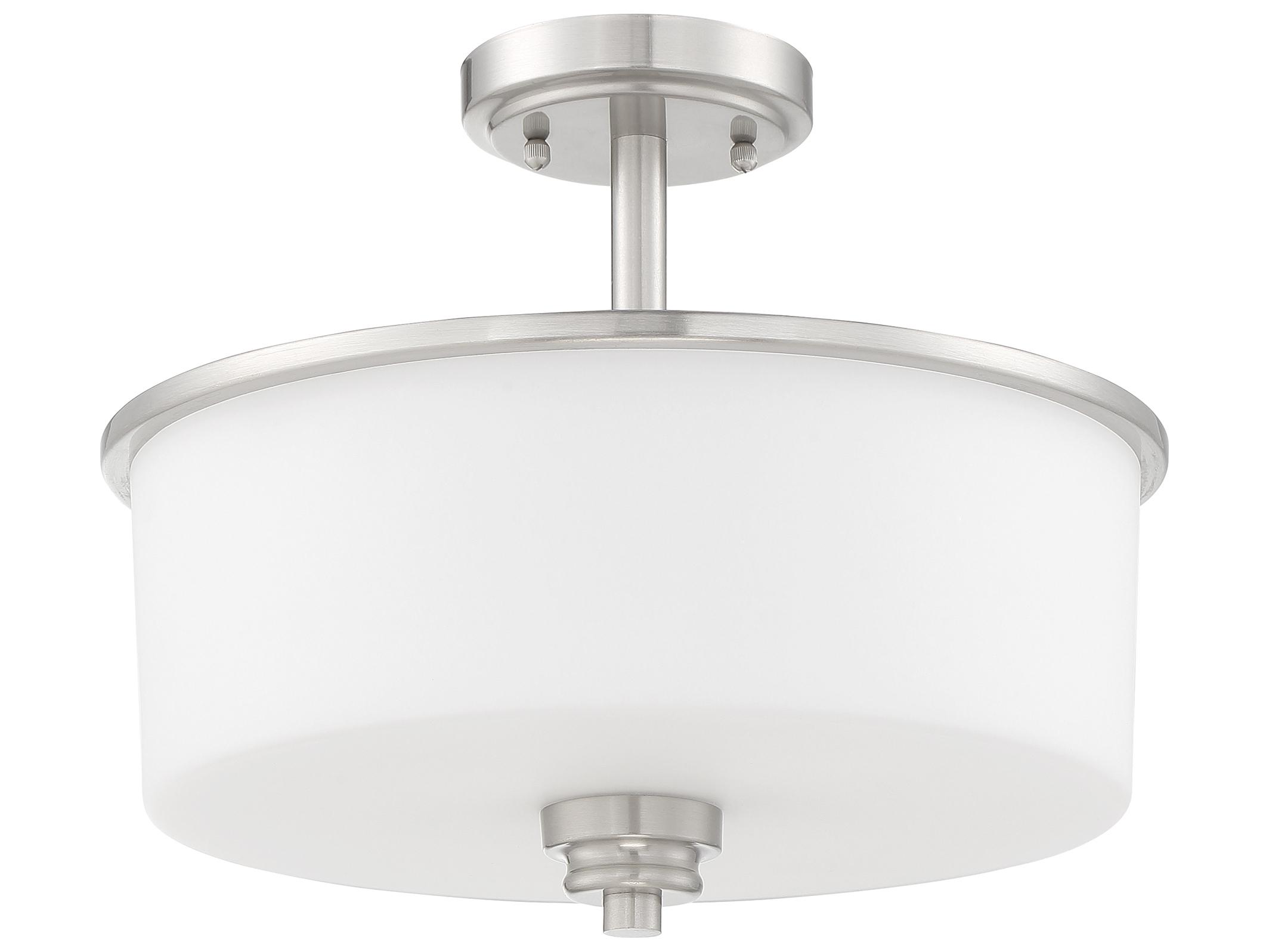 Craftmade Bolden 2-Light Brushed Polished Nickel Glass Drum Pendant