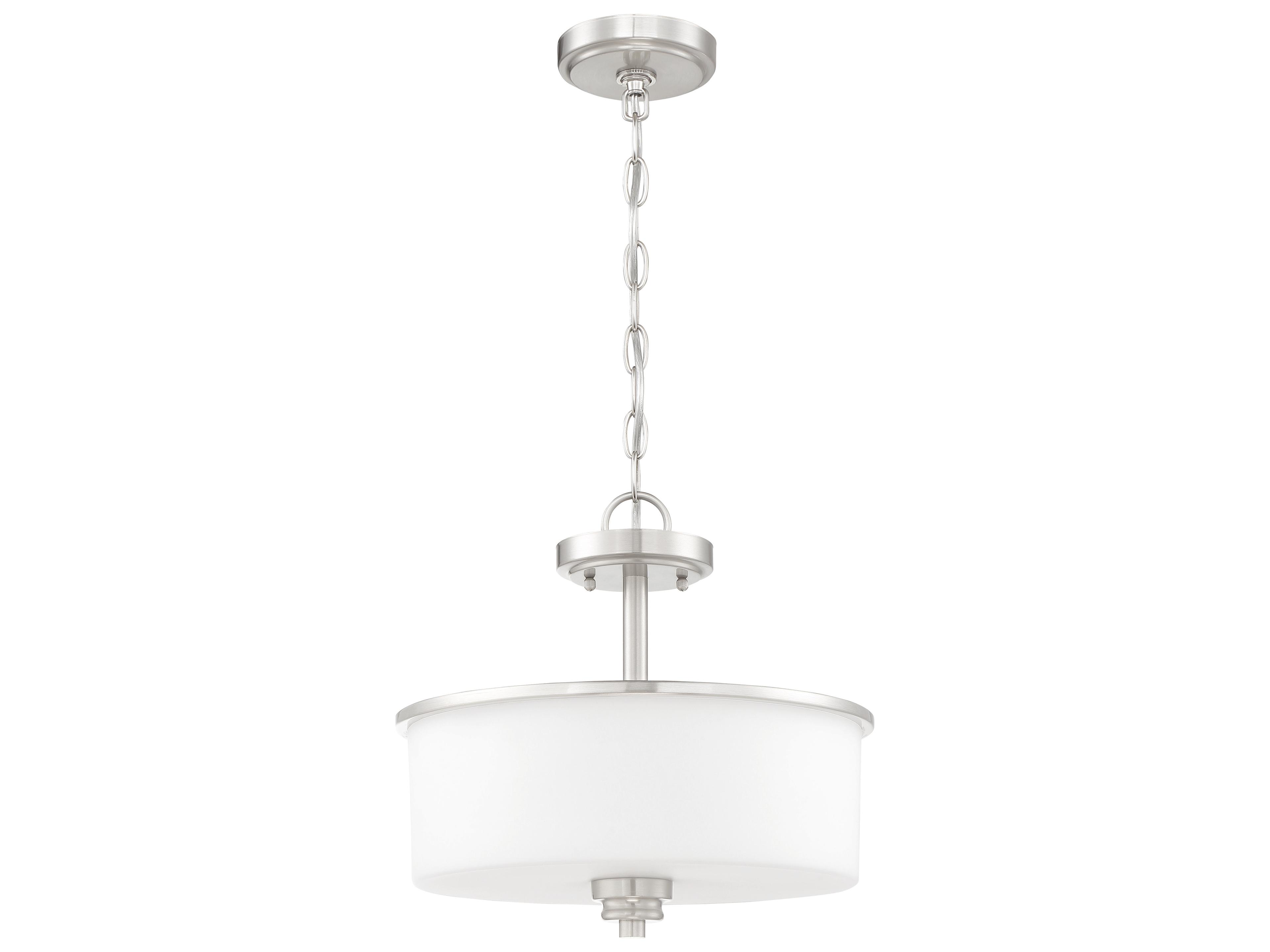 Craftmade Bolden 2-Light Brushed Polished Nickel Glass Drum Pendant