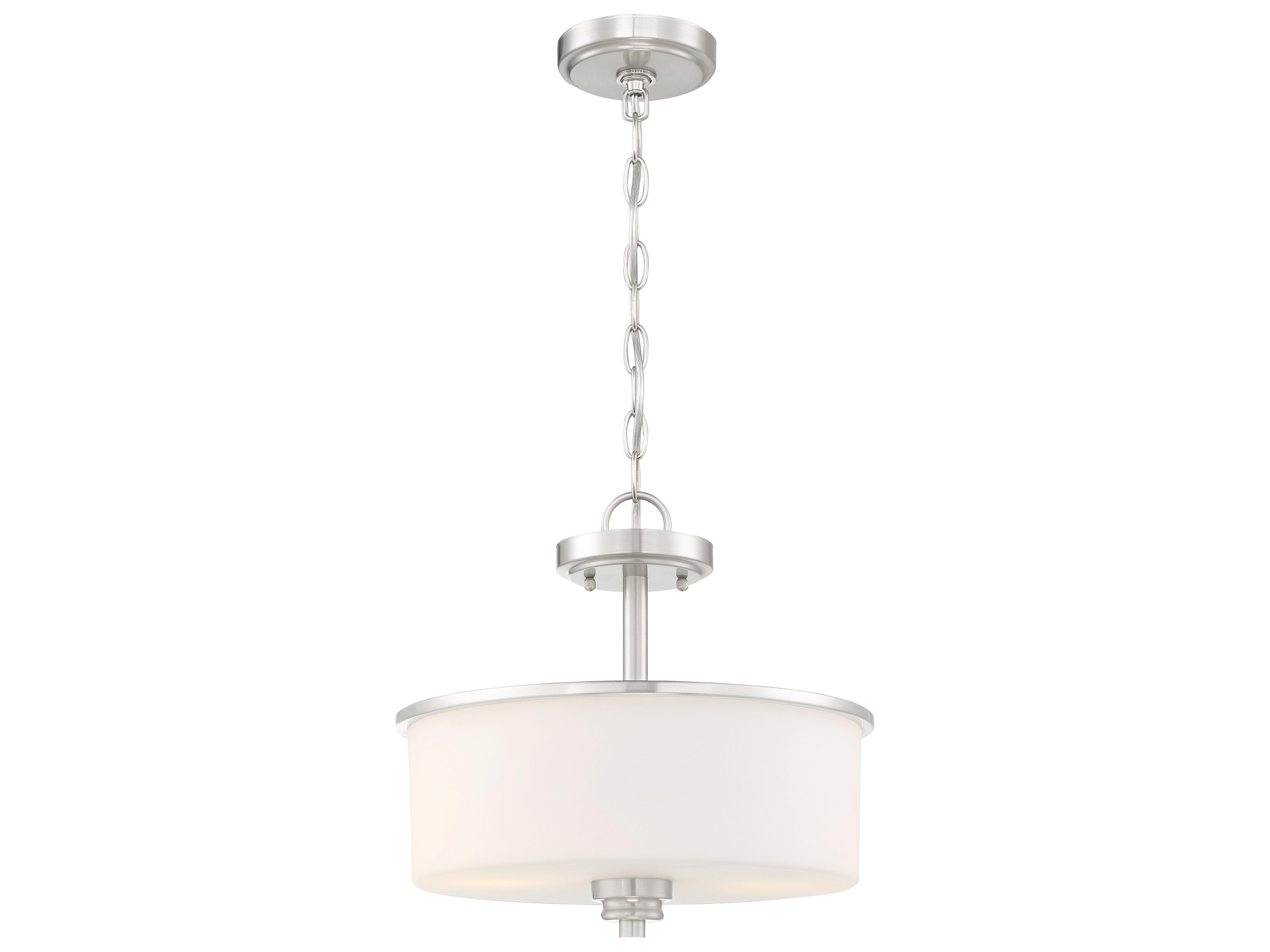 Craftmade Bolden 2-Light Brushed Polished Nickel Glass Drum Pendant