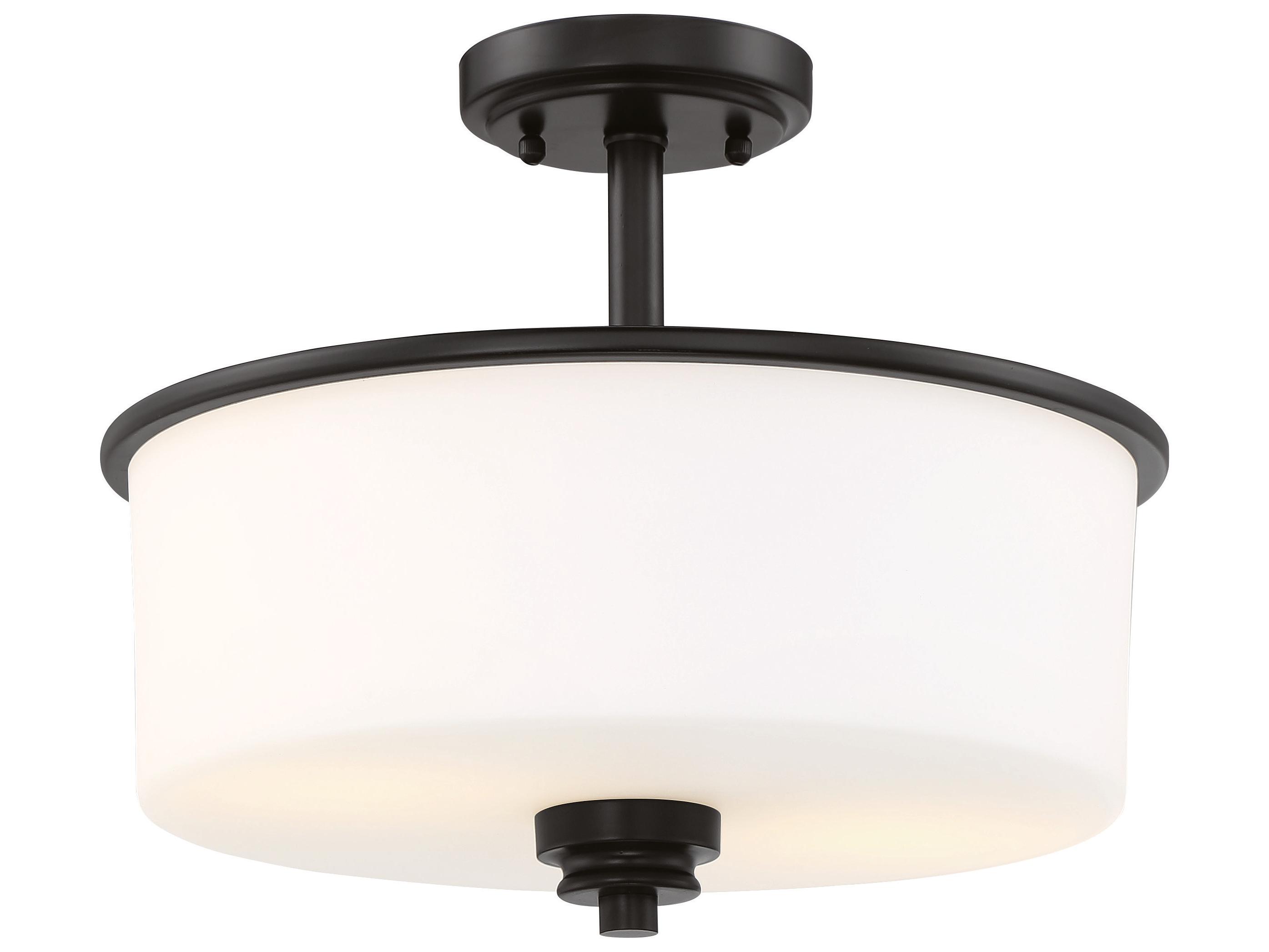 Craftmade Bolden 2-Light Flat Black Glass Drum Pendant