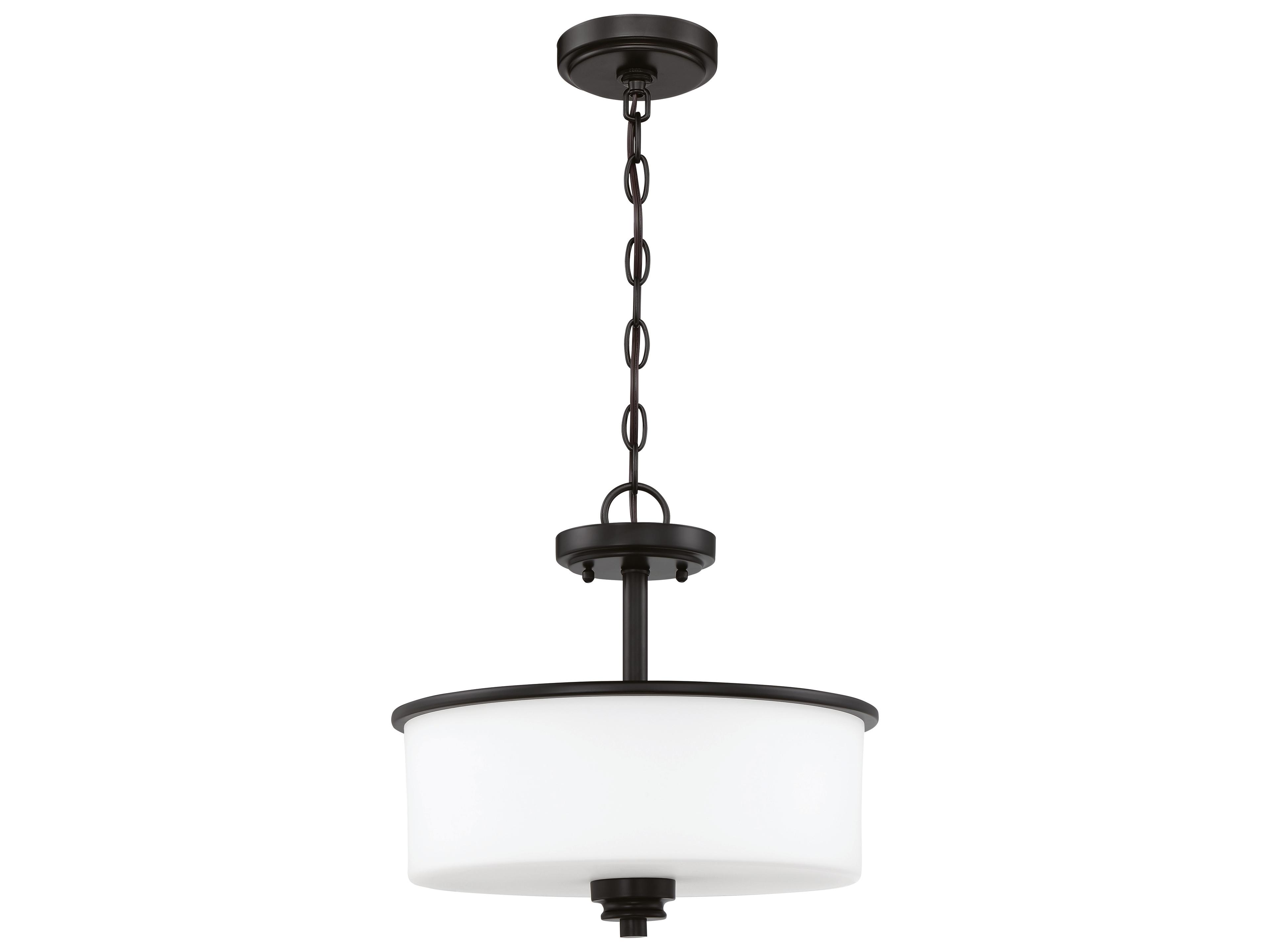Craftmade Bolden 2-Light Flat Black Glass Drum Pendant