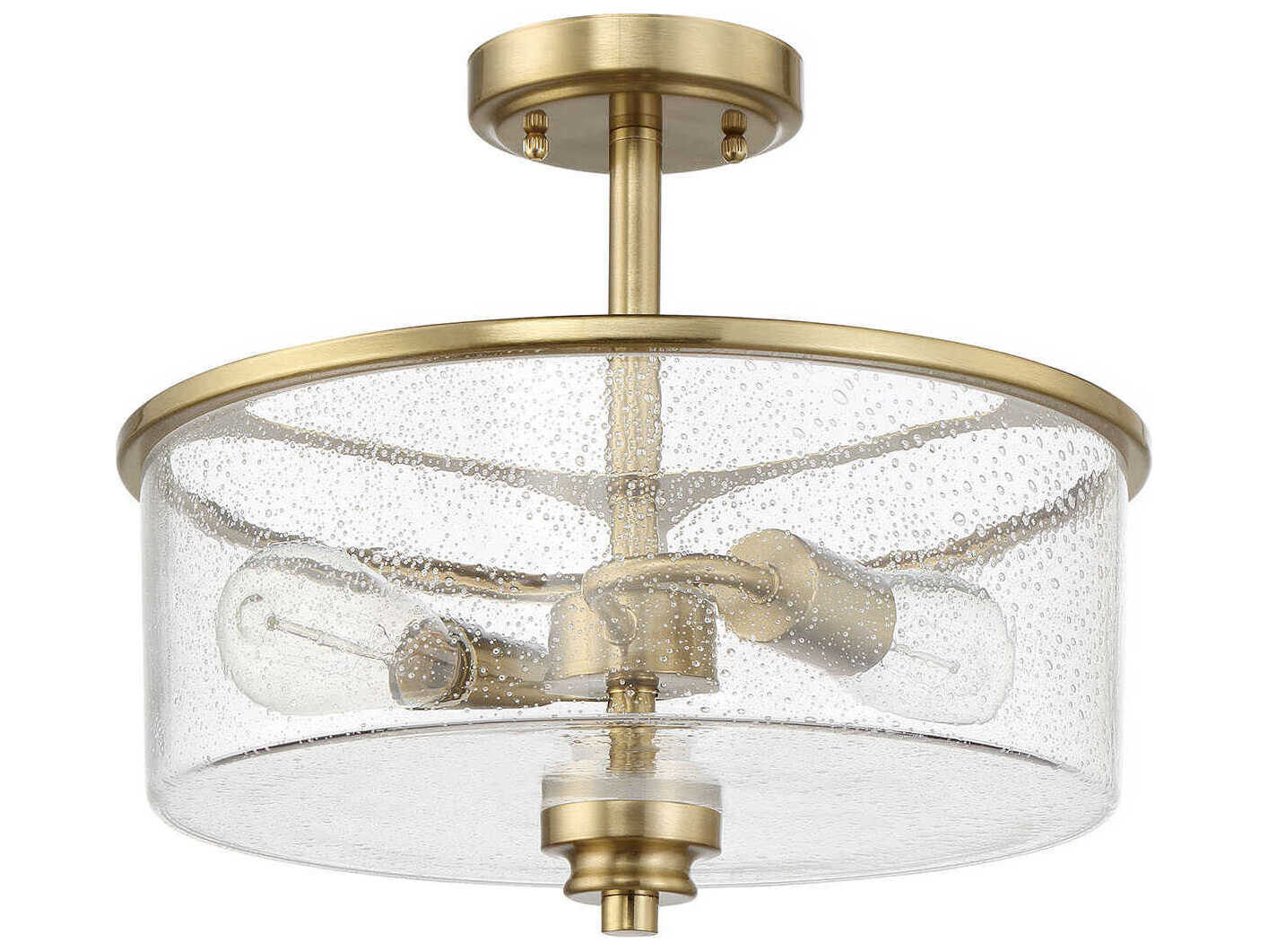 Craftmade Bolden 2-Light Satin Brass Glass Bowl Semi Flush Mount