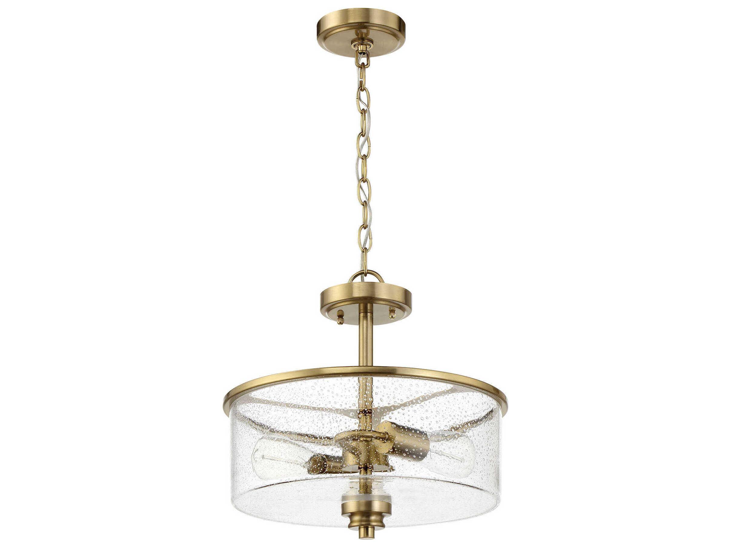 Craftmade Bolden 2-Light Satin Brass Glass Bowl Semi Flush Mount