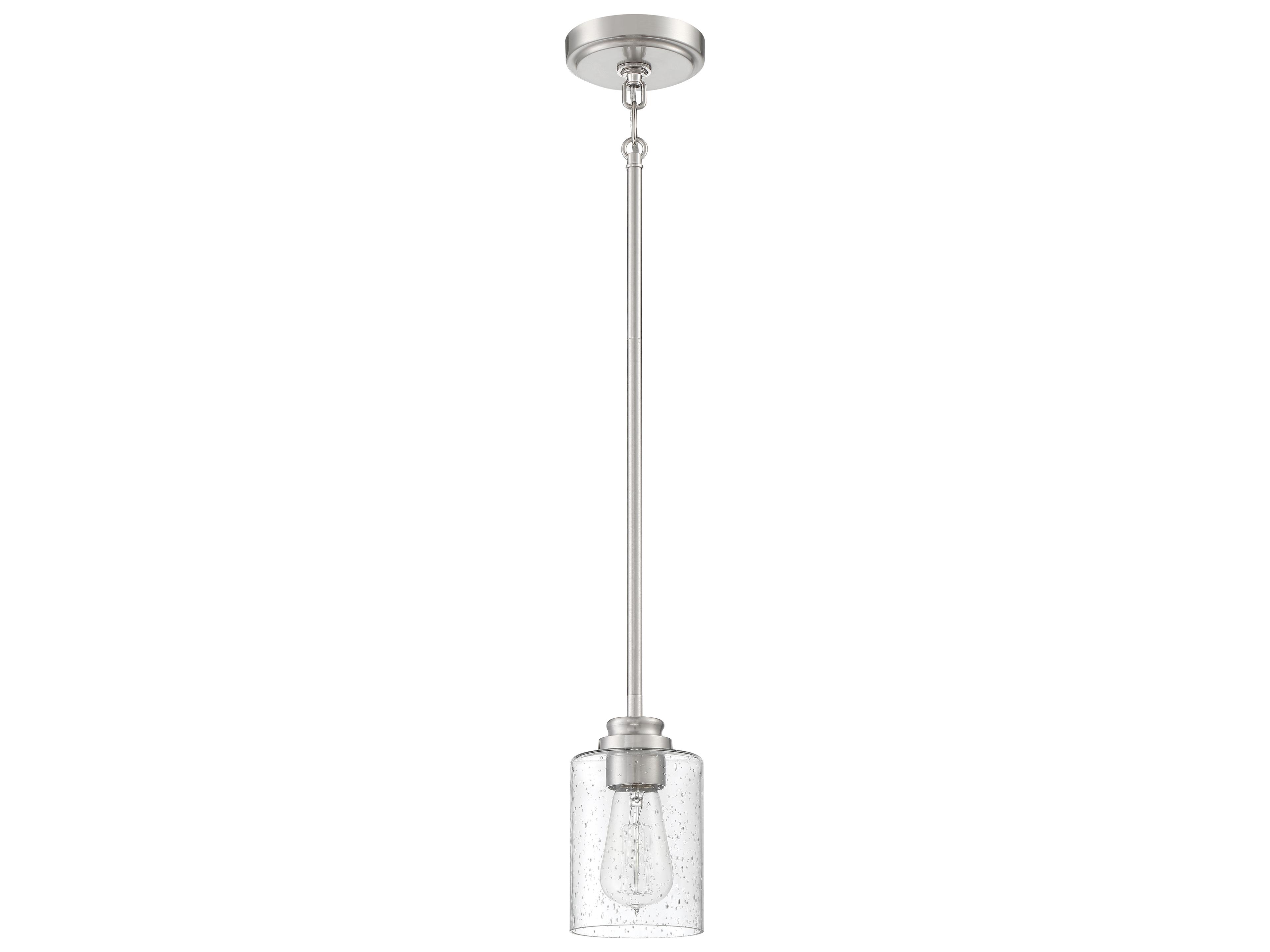 Craftmade Bolden 1-Light Brushed Polished Nickel Glass Cylinder Mini Pendant