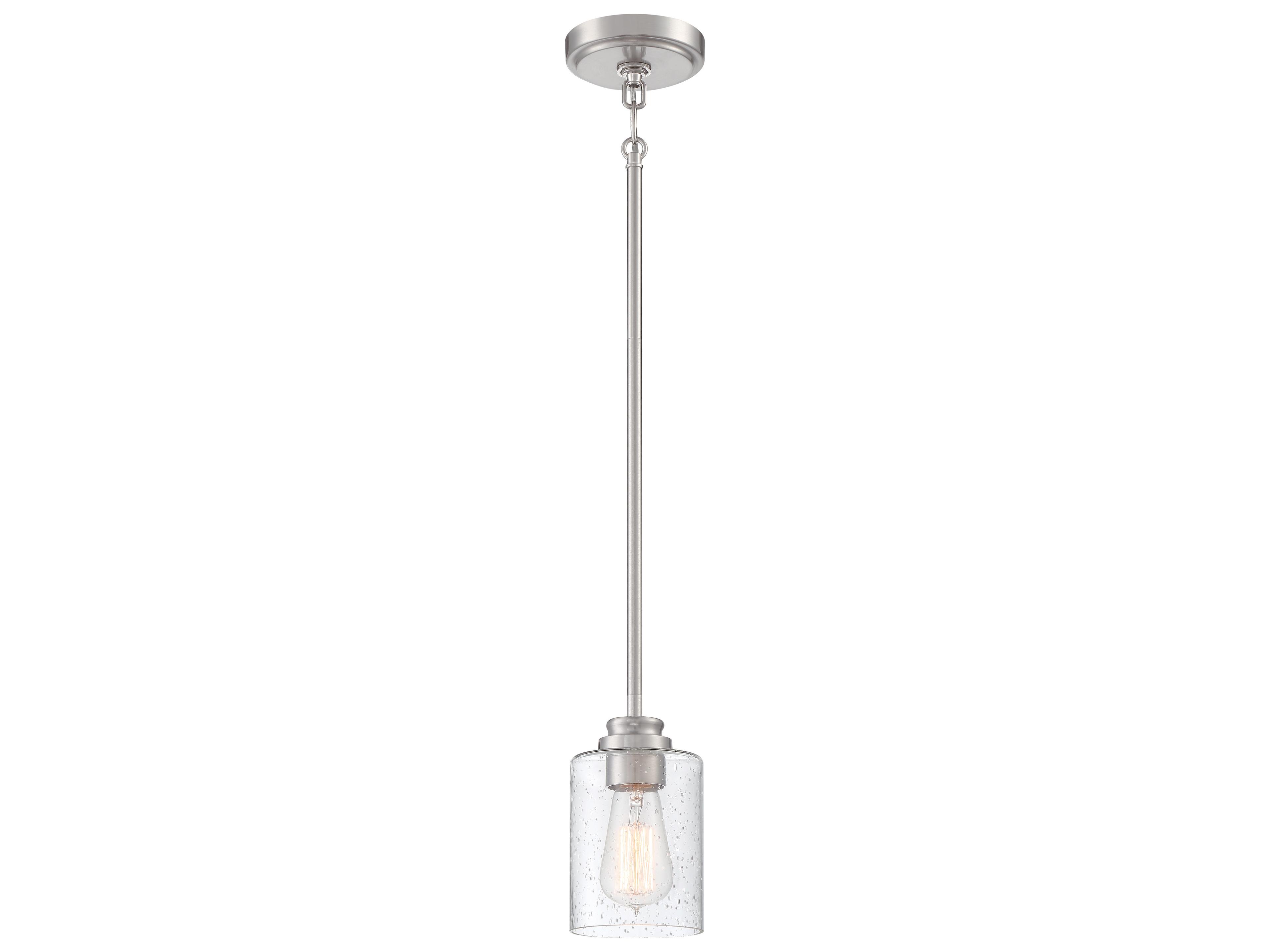 Craftmade Bolden 1-Light Brushed Polished Nickel Glass Cylinder Mini Pendant
