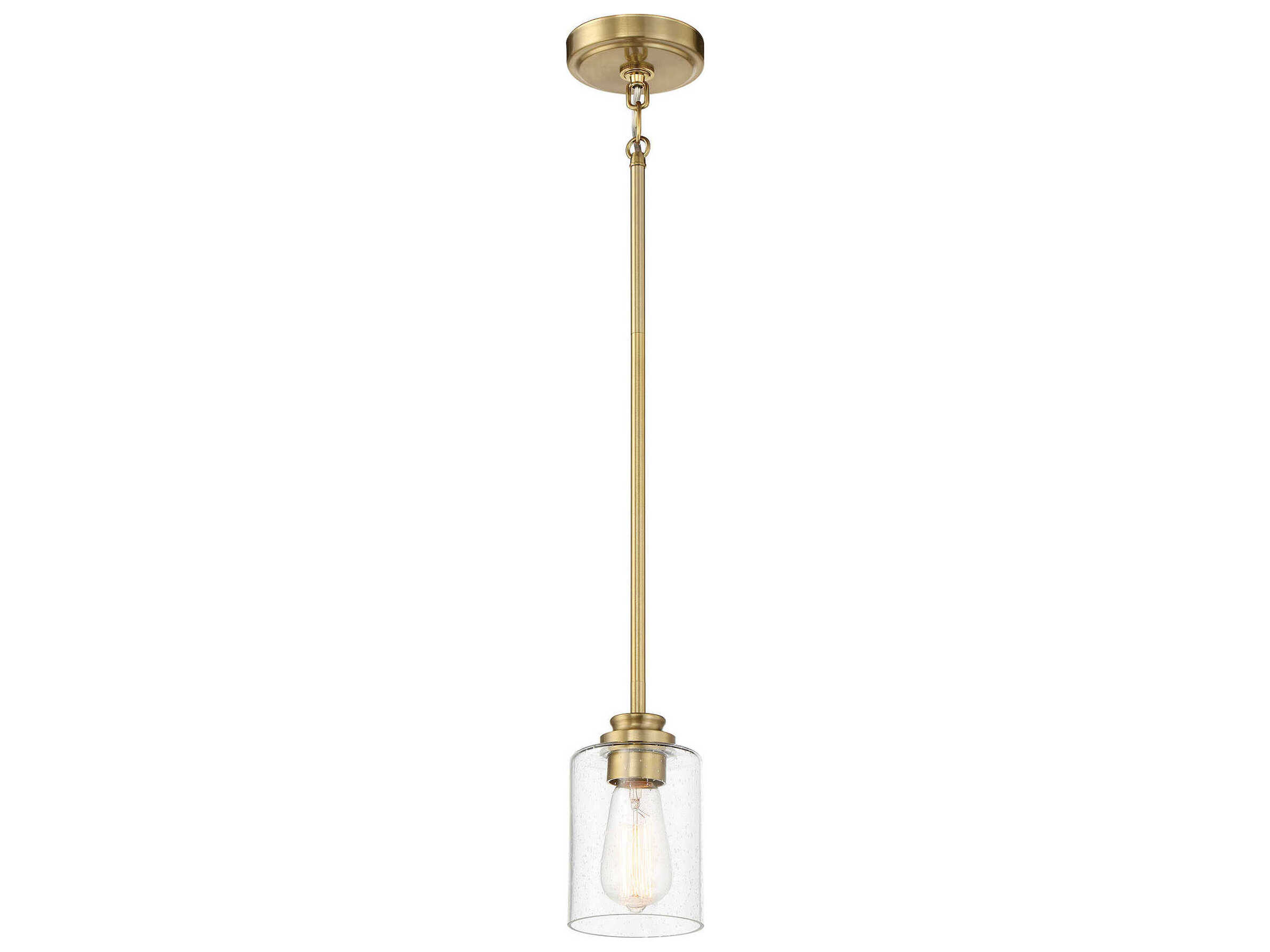 Craftmade Bolden 1-Light Satin Brass Glass Bell Mini Pendant