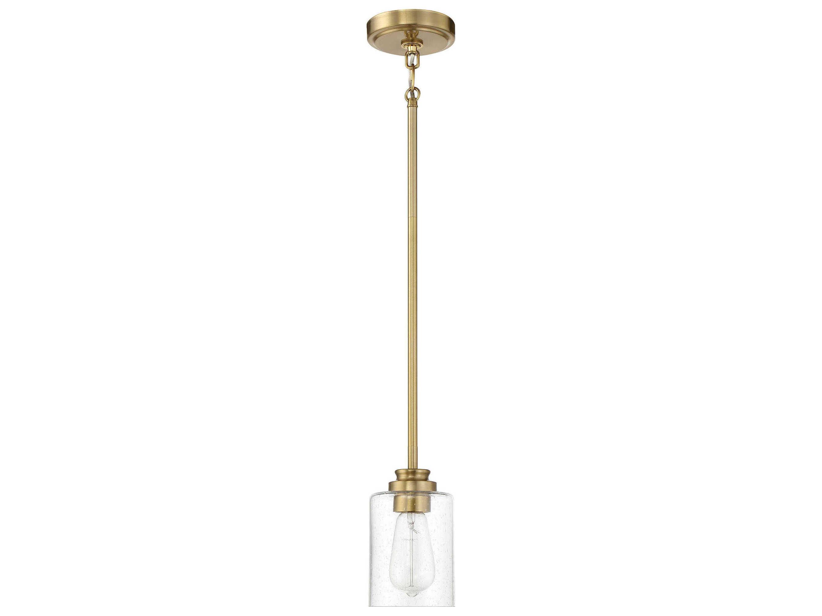Craftmade Bolden 1-Light Satin Brass Glass Bell Mini Pendant