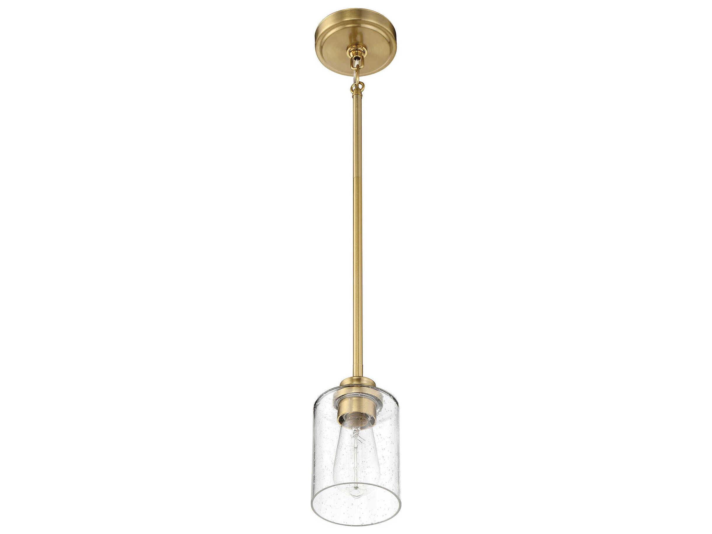 Craftmade Bolden 1-Light Satin Brass Glass Bell Mini Pendant