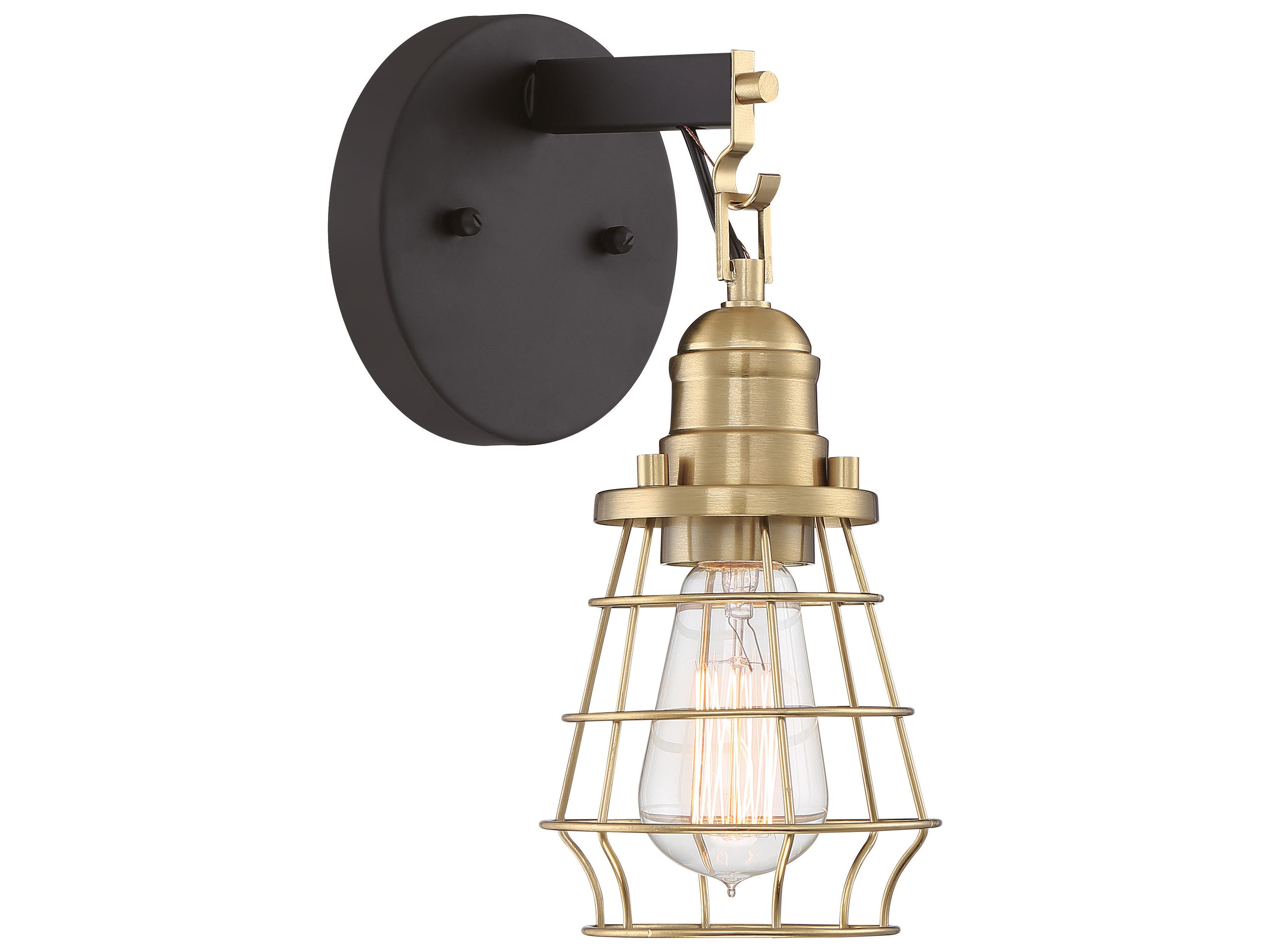 Craftmade Thatcher 1-Light Flat Black Satin Brass Vanity Light