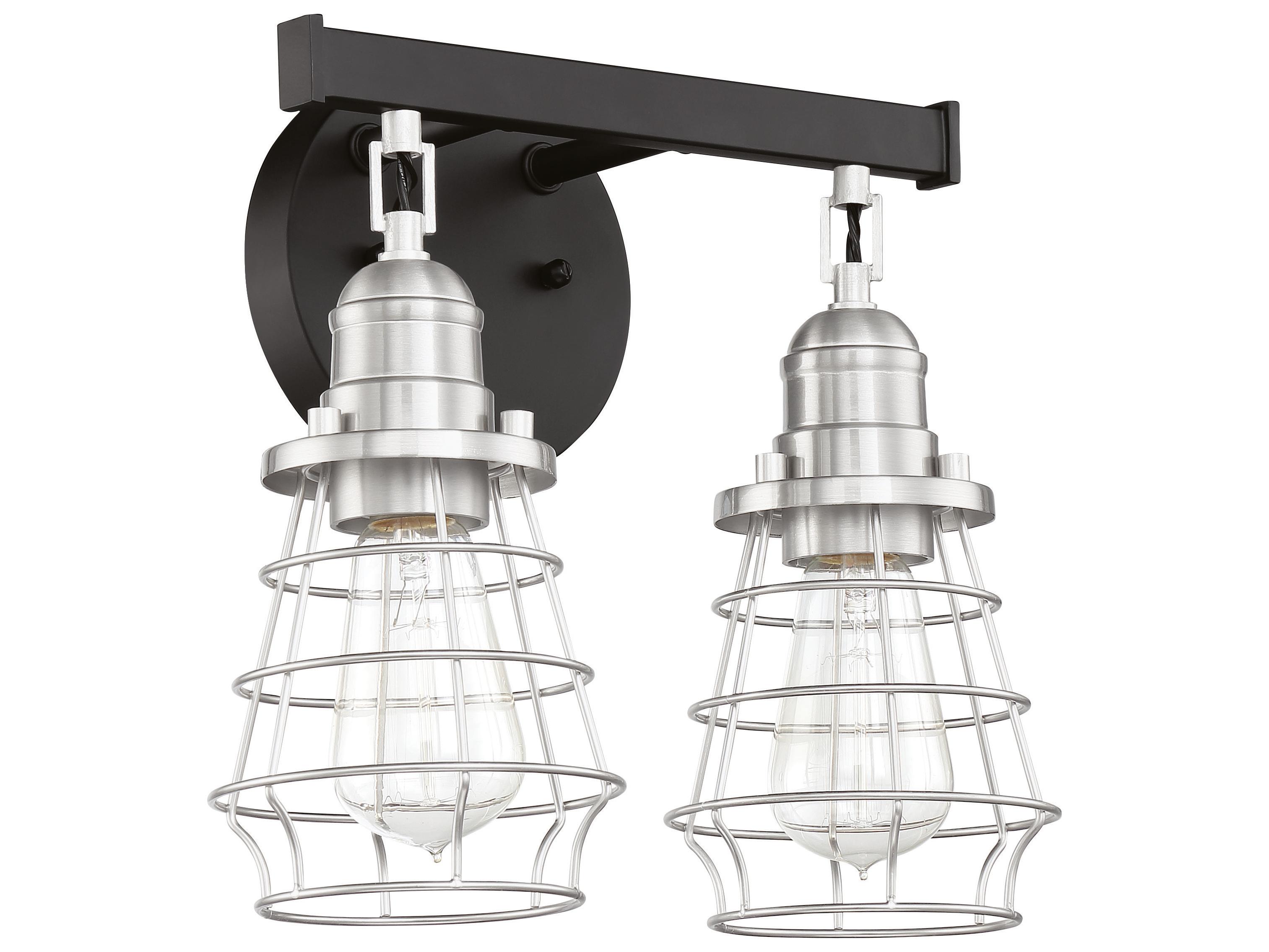 Craftmade Thatcher 2-Light Flat Black Brushed Polished Nickel Vanity Light