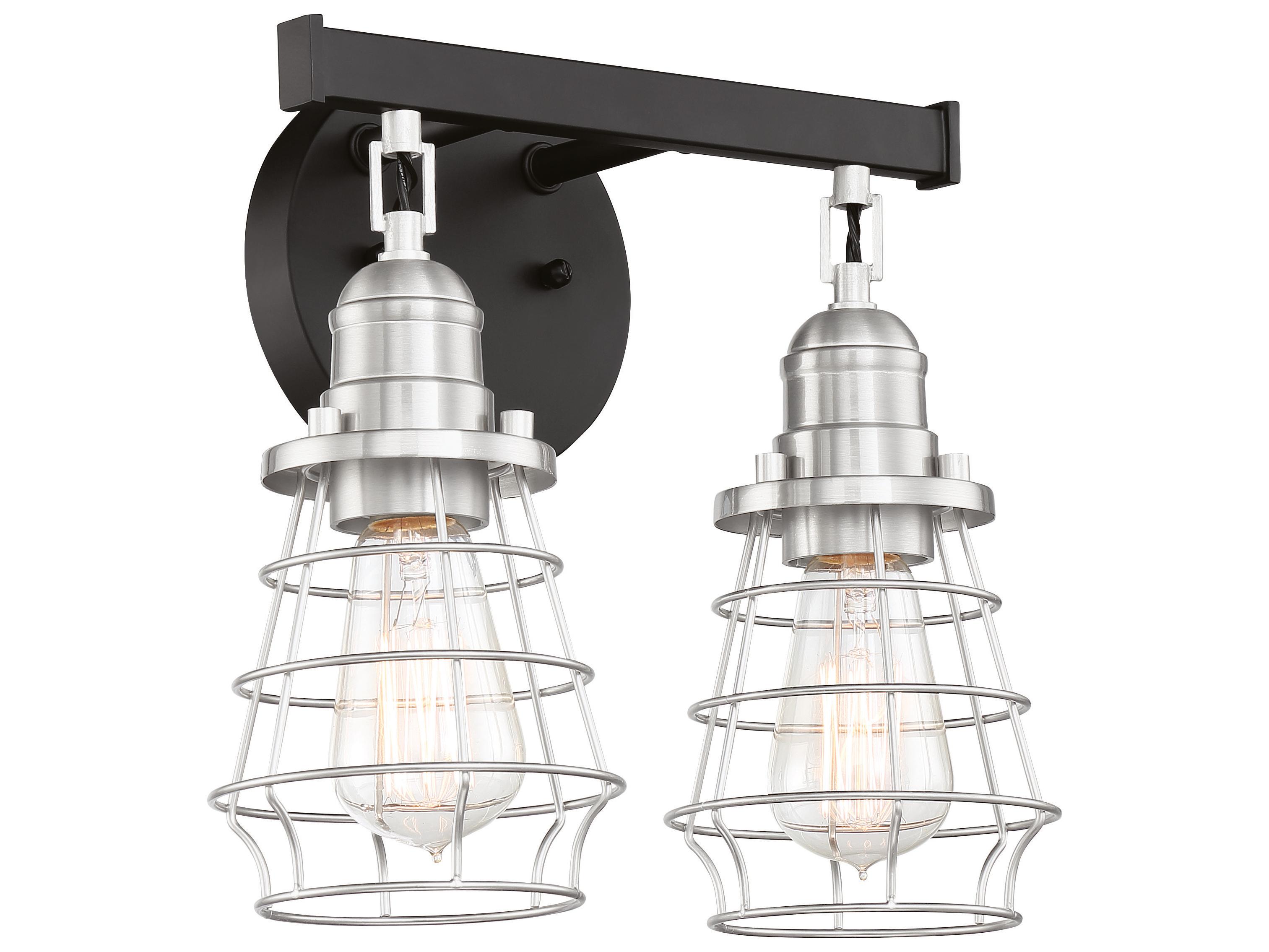 Craftmade Thatcher 2-Light Flat Black Brushed Polished Nickel Vanity Light