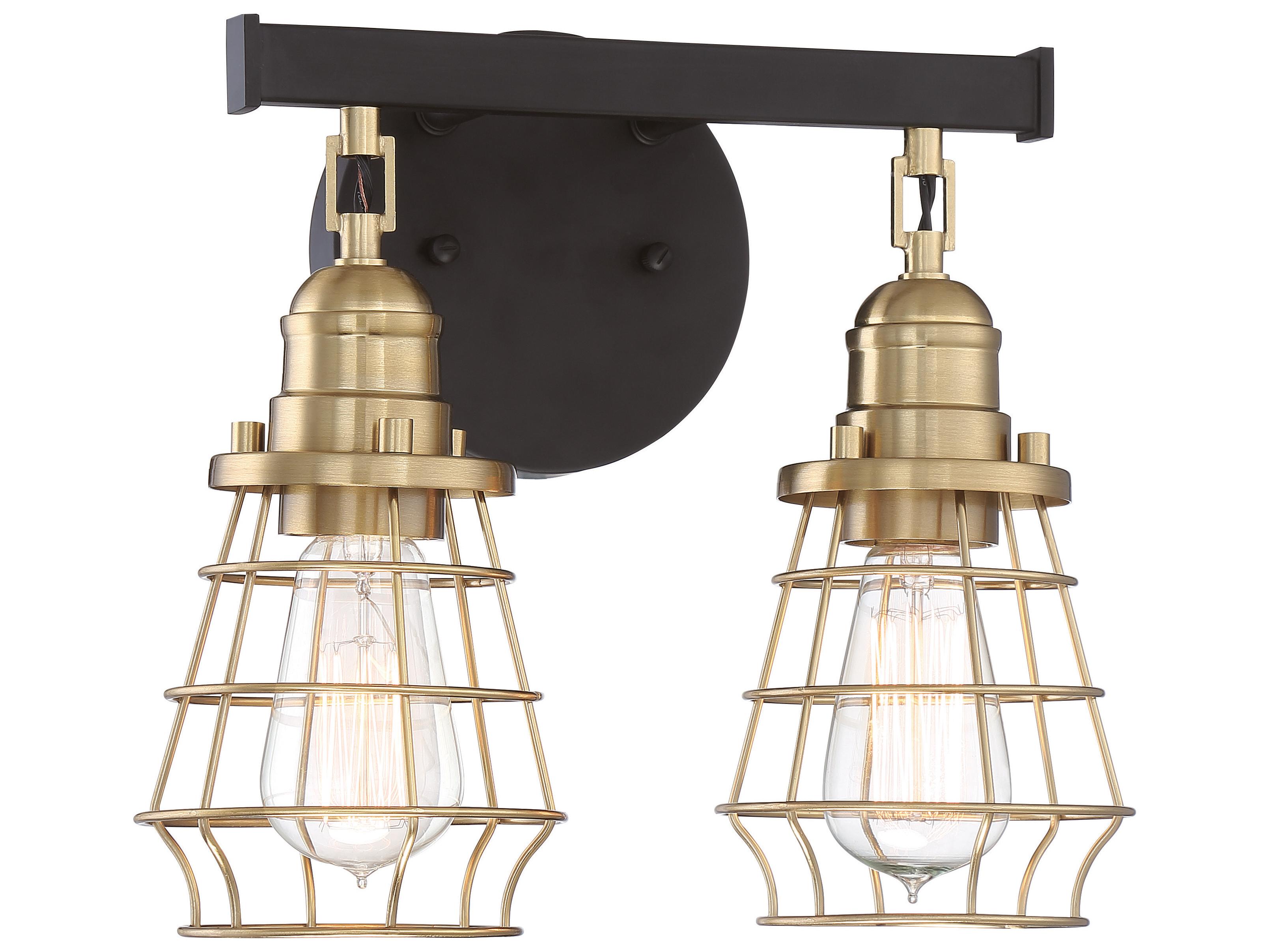 Craftmade Thatcher 2-Light Flat Black Satin Brass Vanity Light